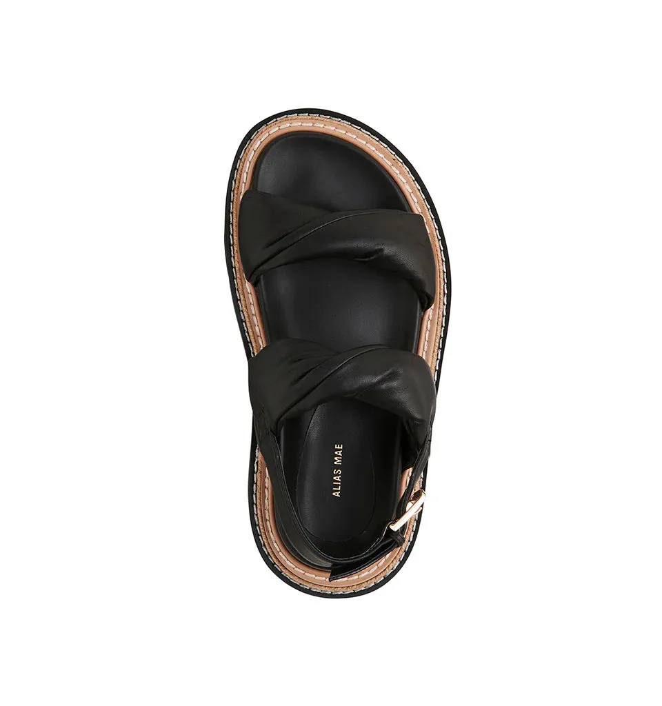 ALIAS MAE Womens Vee Leather Sandals - Black