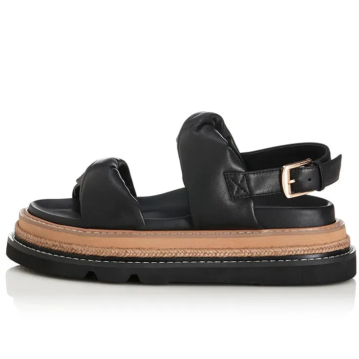 ALIAS MAE Womens Vee Leather Sandals - Black