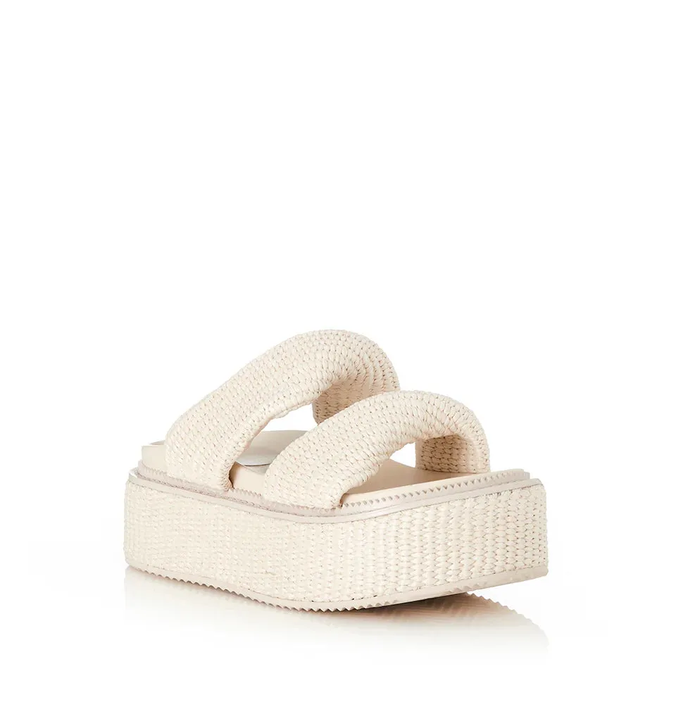 ALIAS MAE Womens Yvette Chunky Flatform Sandals - Bone Raffia