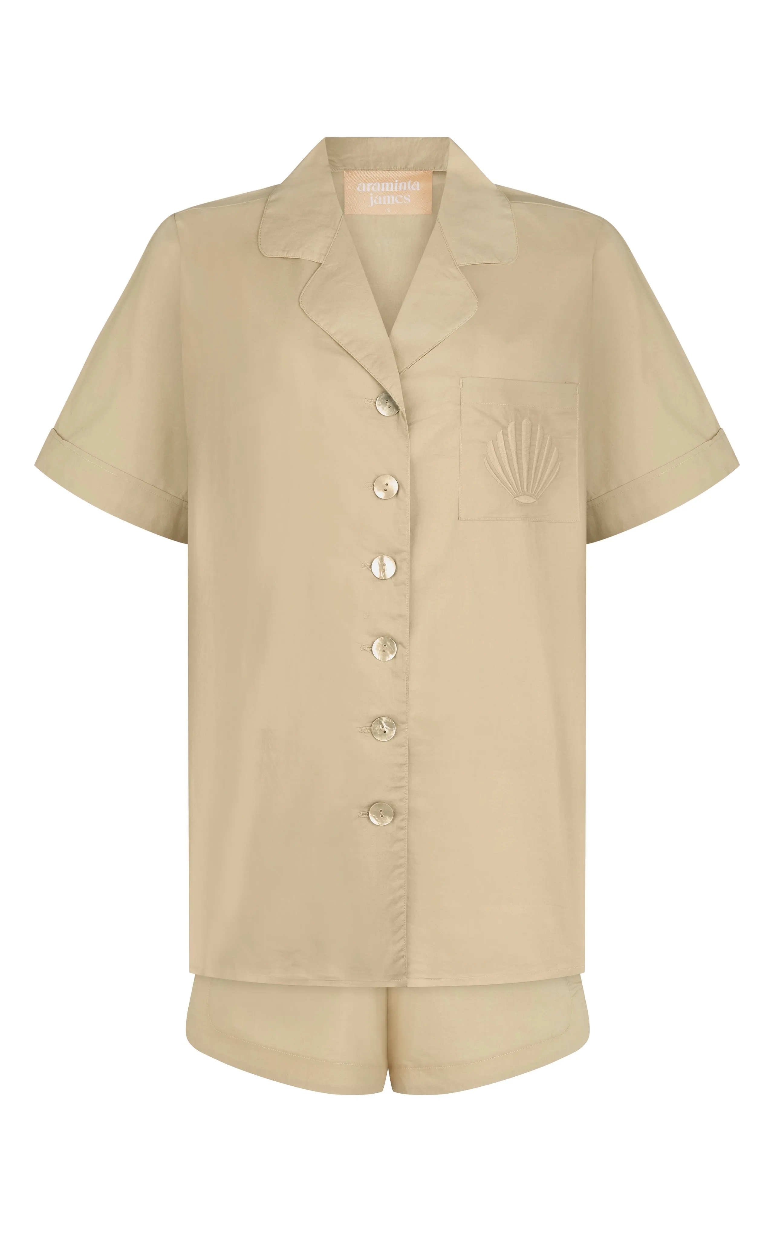 ARAMINTA JAMES Womens Coconut Cotton Shirt Set - Coffee