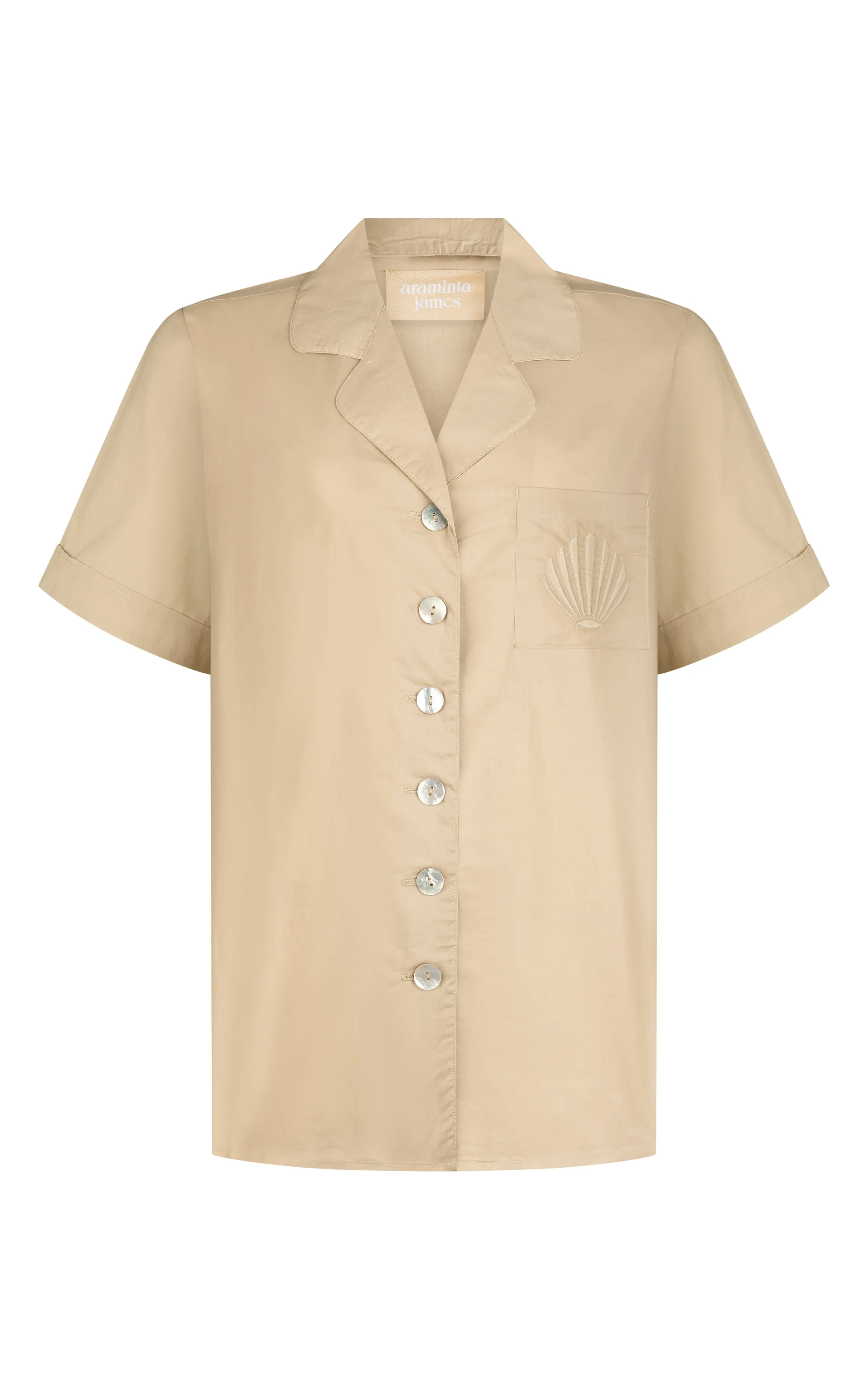 ARAMINTA JAMES Womens Coconut Cotton Shirt Set - Coffee