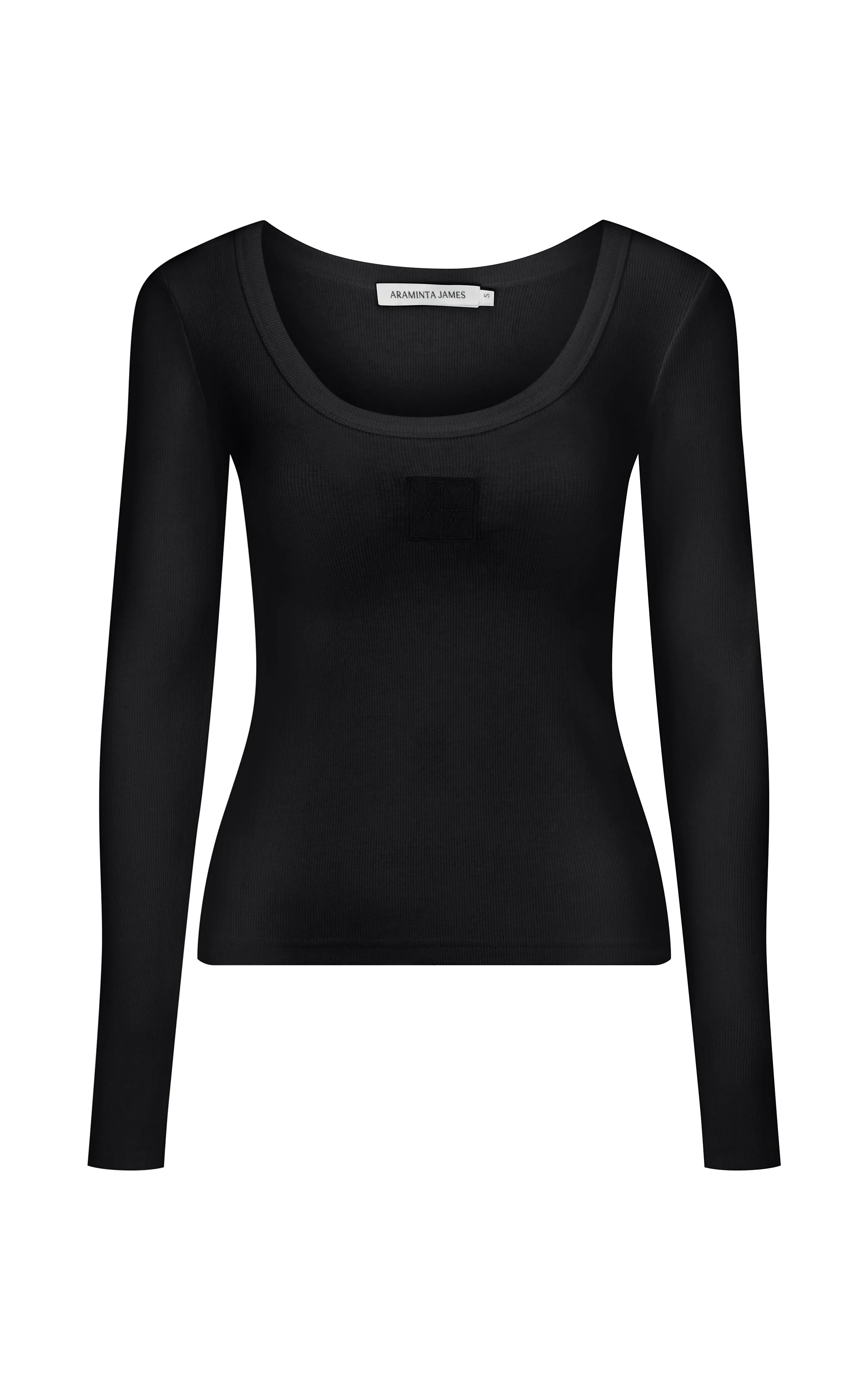 ARAMINTA JAMES Womens Monogram Long Sleeve Top Noir