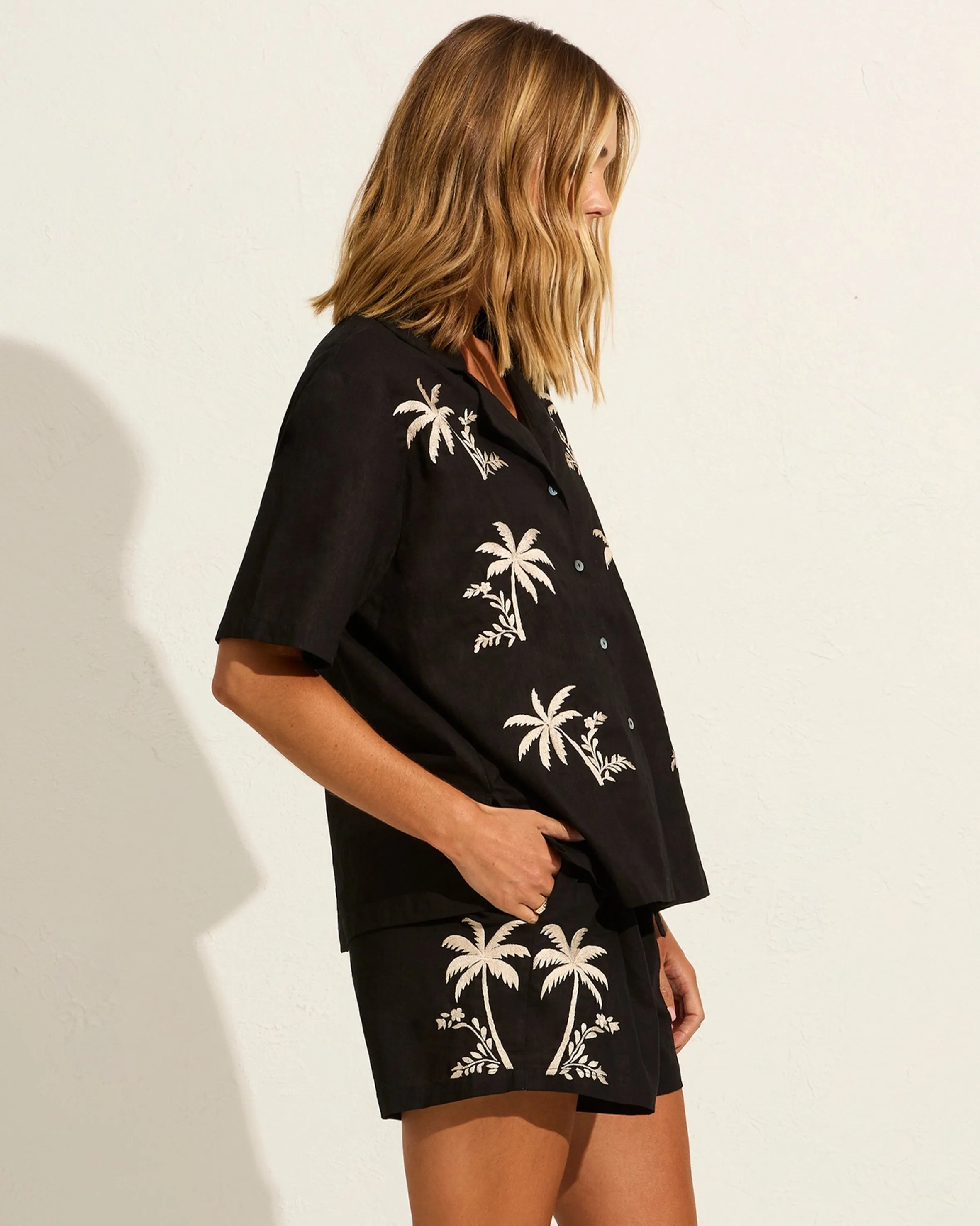 AUGUSTE THE LABEL Womens Joe Linen Shirt - Black