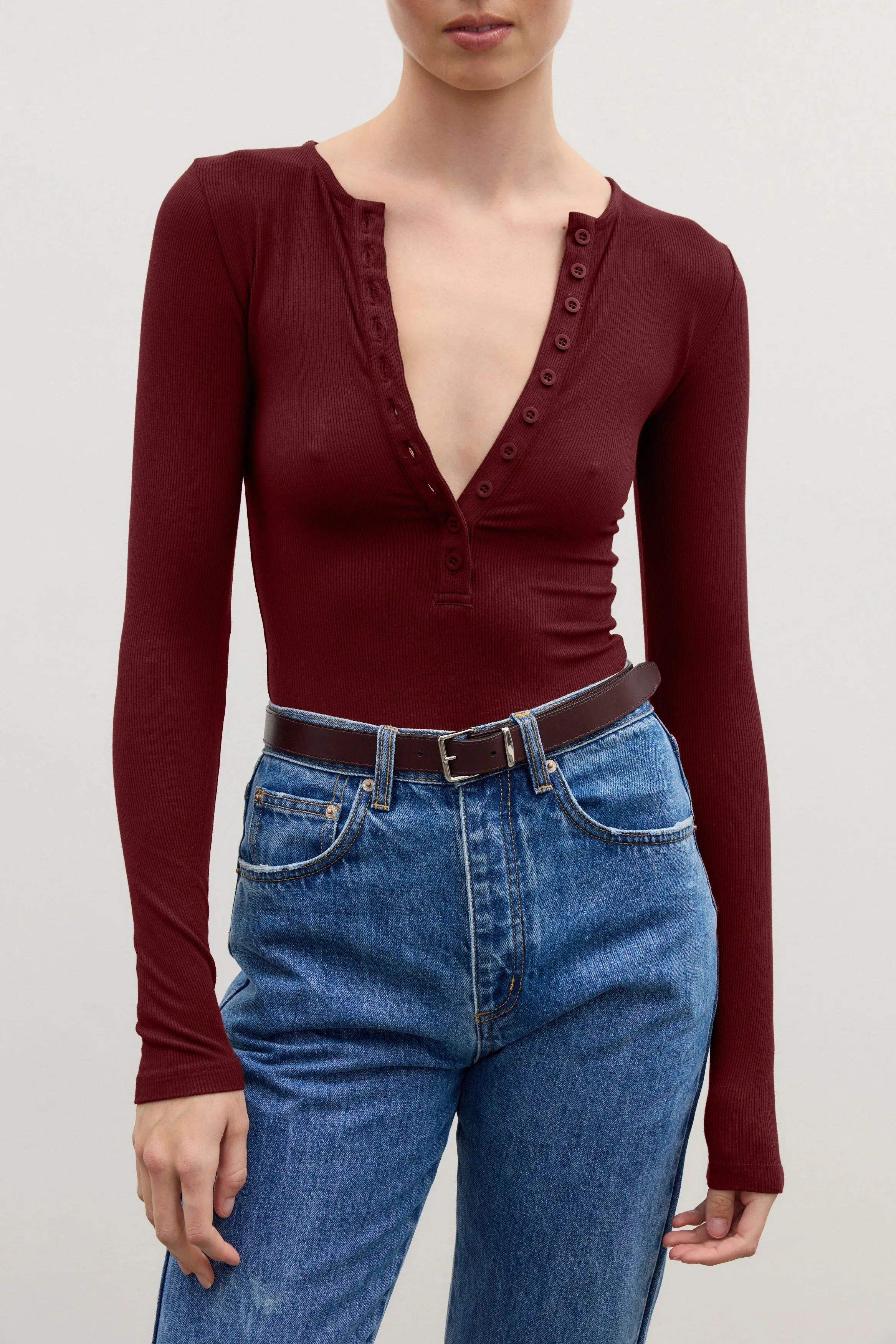 BAYSE BRAND Womens Lara Bodysuit - Wine