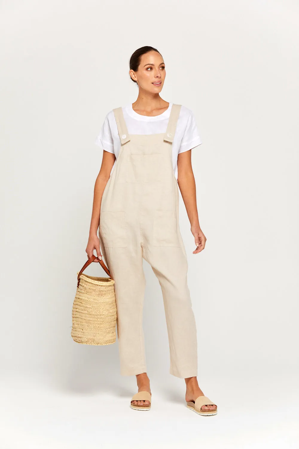 BY RIDLEY Womens Ezra Linen Jumpsuit - Ecru
