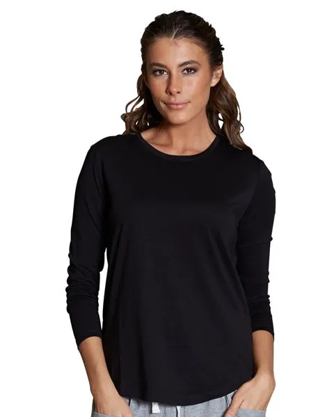 Casa Amuk WOMENS LONG SLEEVE SADDLE HEM TEE BLACK