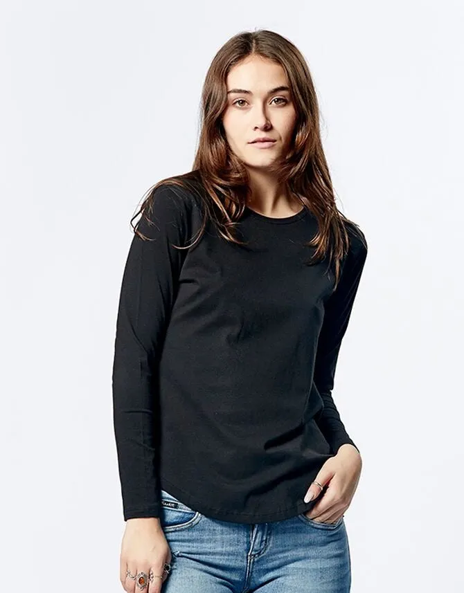 Casa Amuk WOMENS LONG SLEEVE SADDLE HEM TEE BLACK