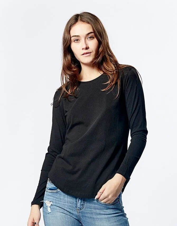 Casa Amuk WOMENS LONG SLEEVE SADDLE HEM TEE BLACK