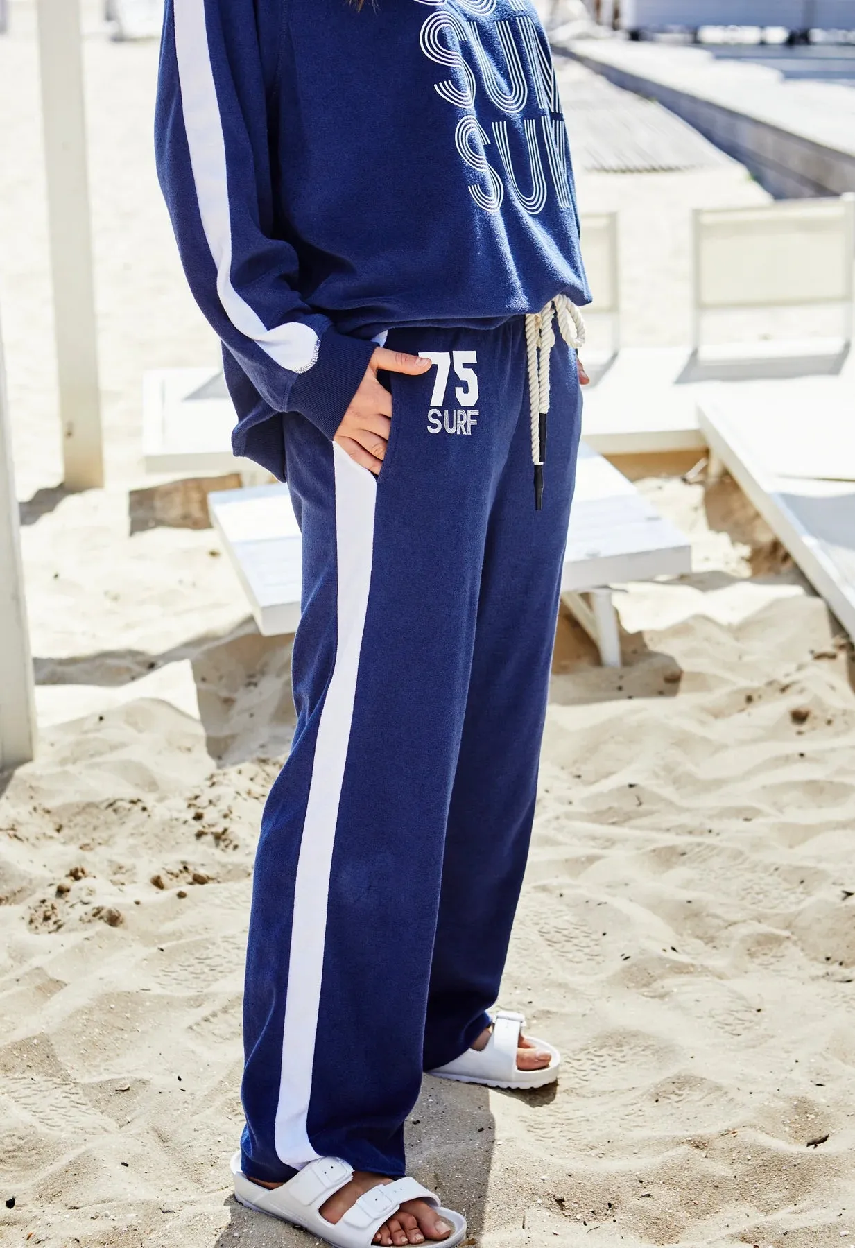 HAMMILL & CO Womens Sun Towelling Pant - Navy