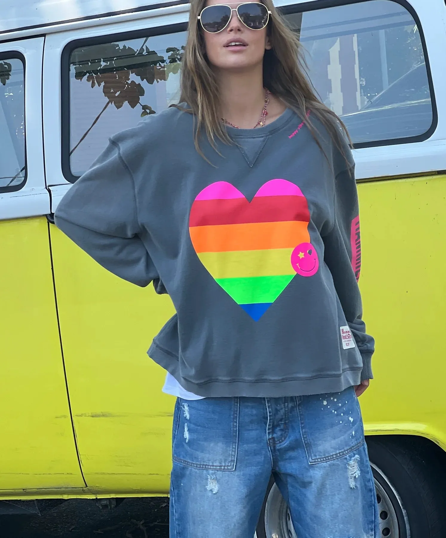 HAMMILL & CO Womens Vintage Heart Sweat - Charcoal