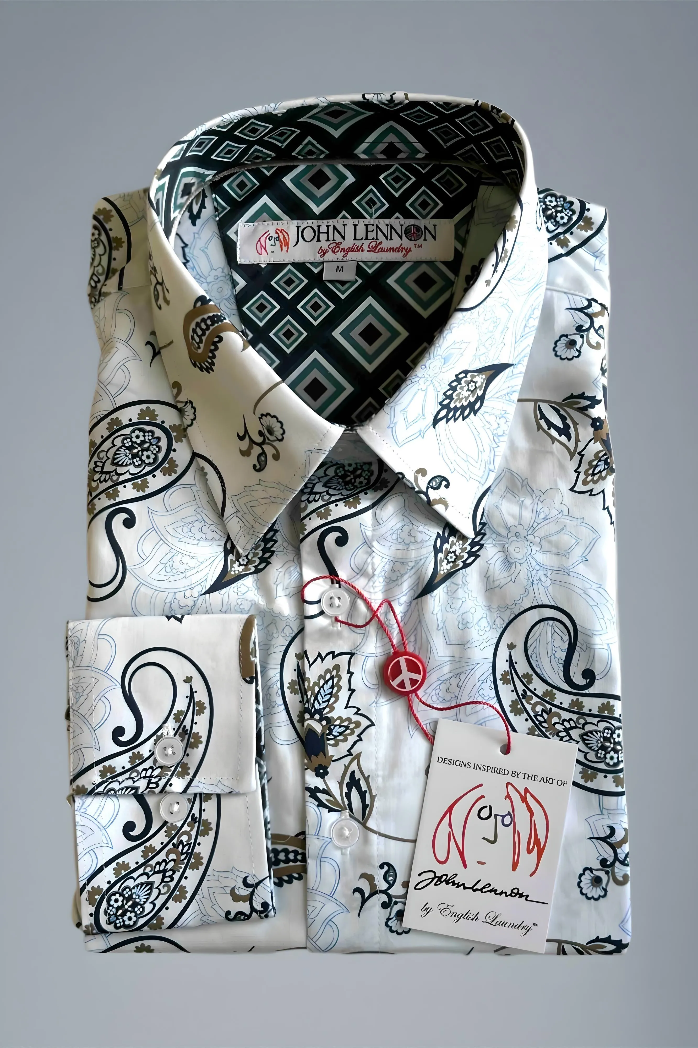 JOHN LENNON Mens Ashbury Long Sleeve Paisley Shirt - White