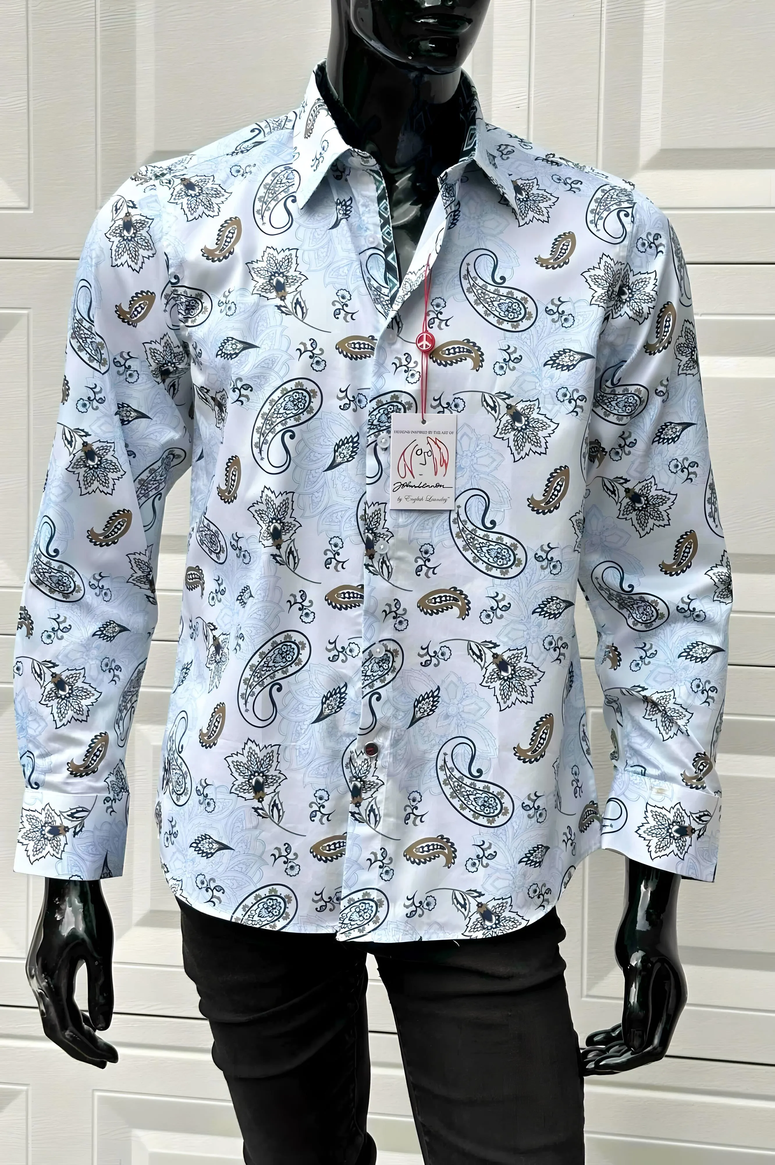 JOHN LENNON Mens Ashbury Long Sleeve Paisley Shirt - White