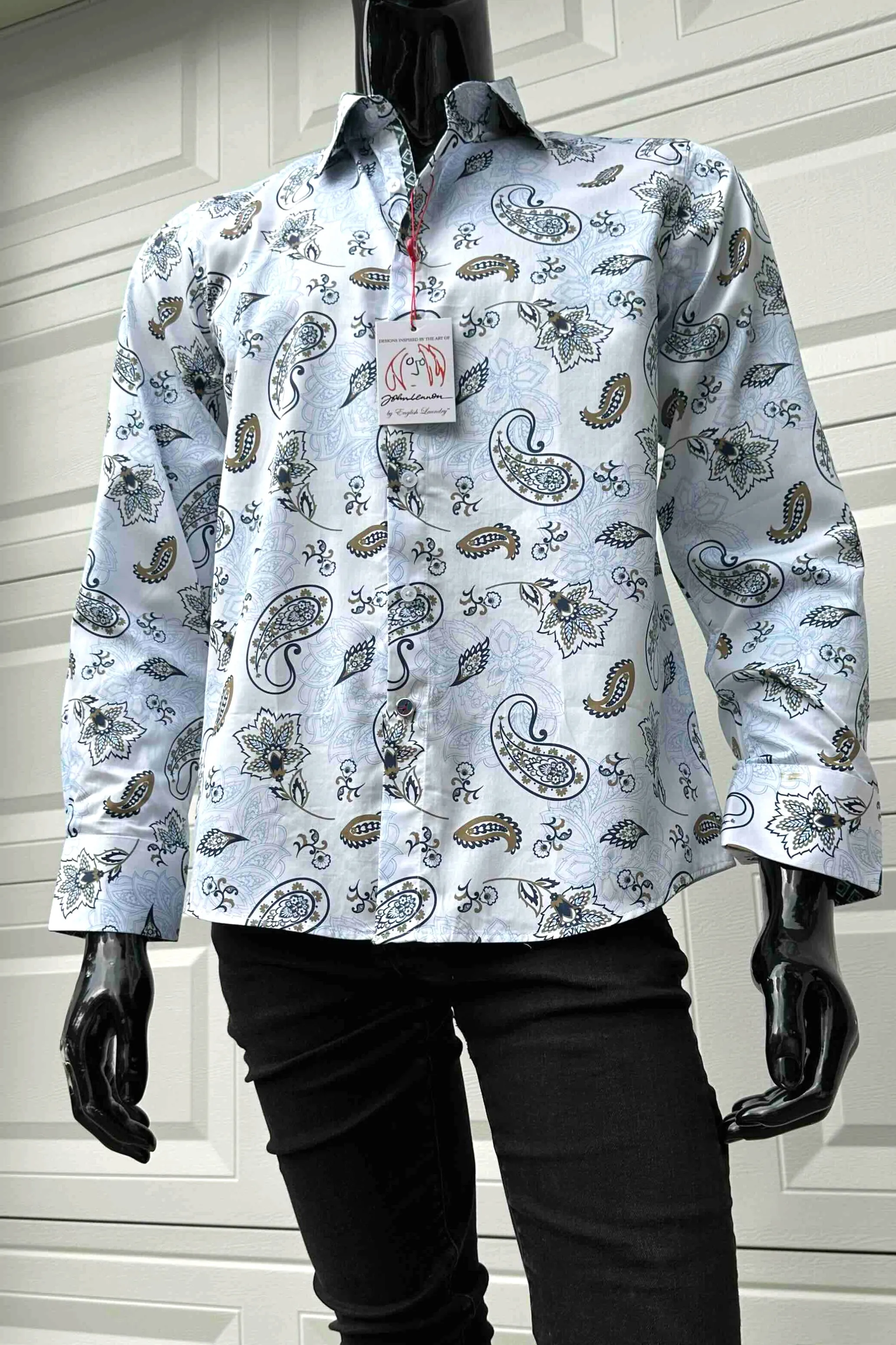 JOHN LENNON Mens Ashbury Long Sleeve Paisley Shirt - White