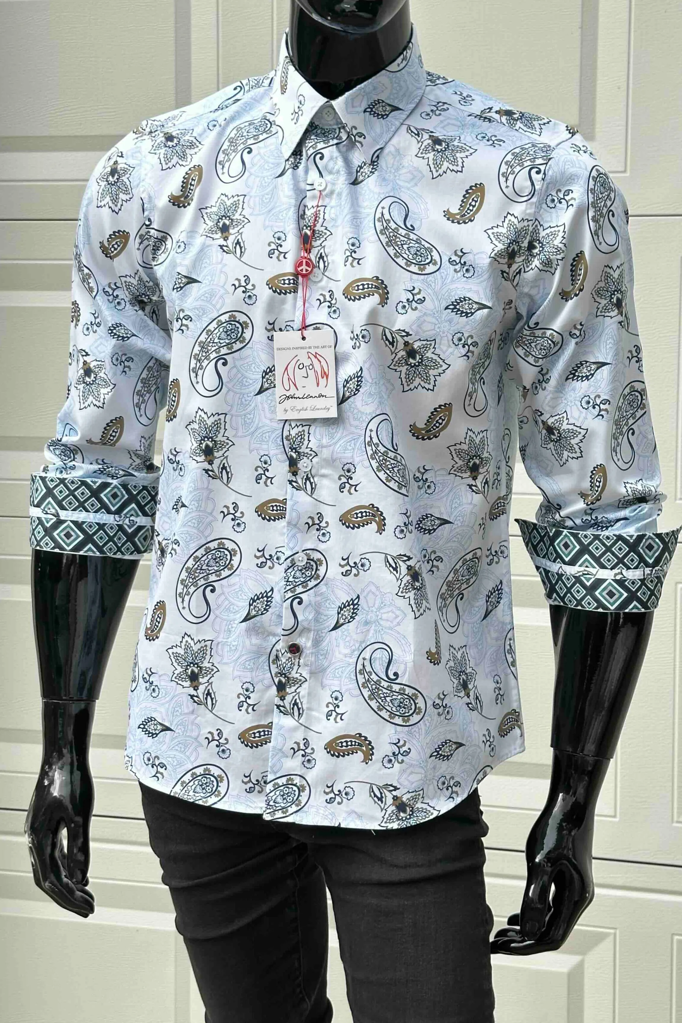 JOHN LENNON Mens Ashbury Long Sleeve Paisley Shirt - White