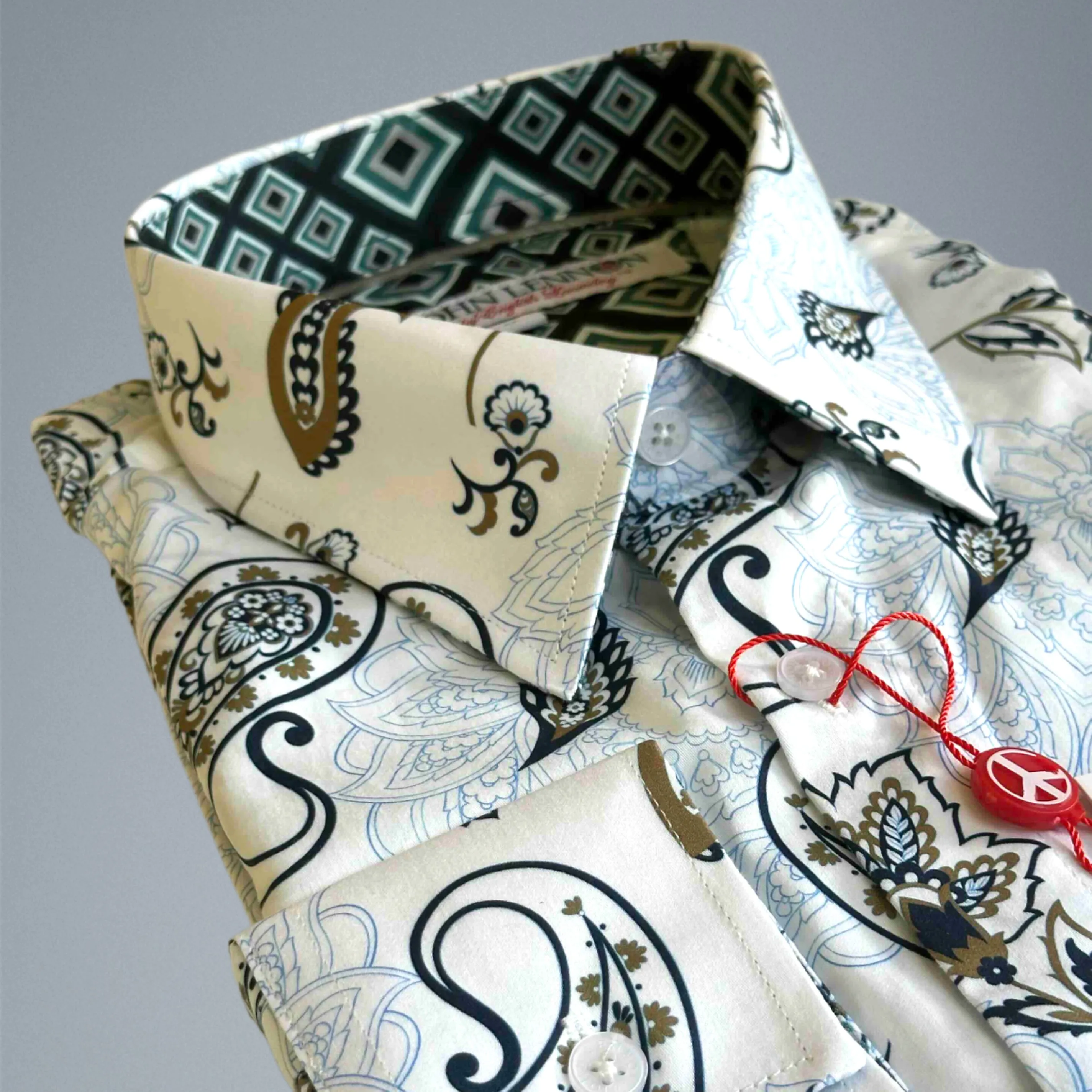 JOHN LENNON Mens Ashbury Long Sleeve Paisley Shirt - White