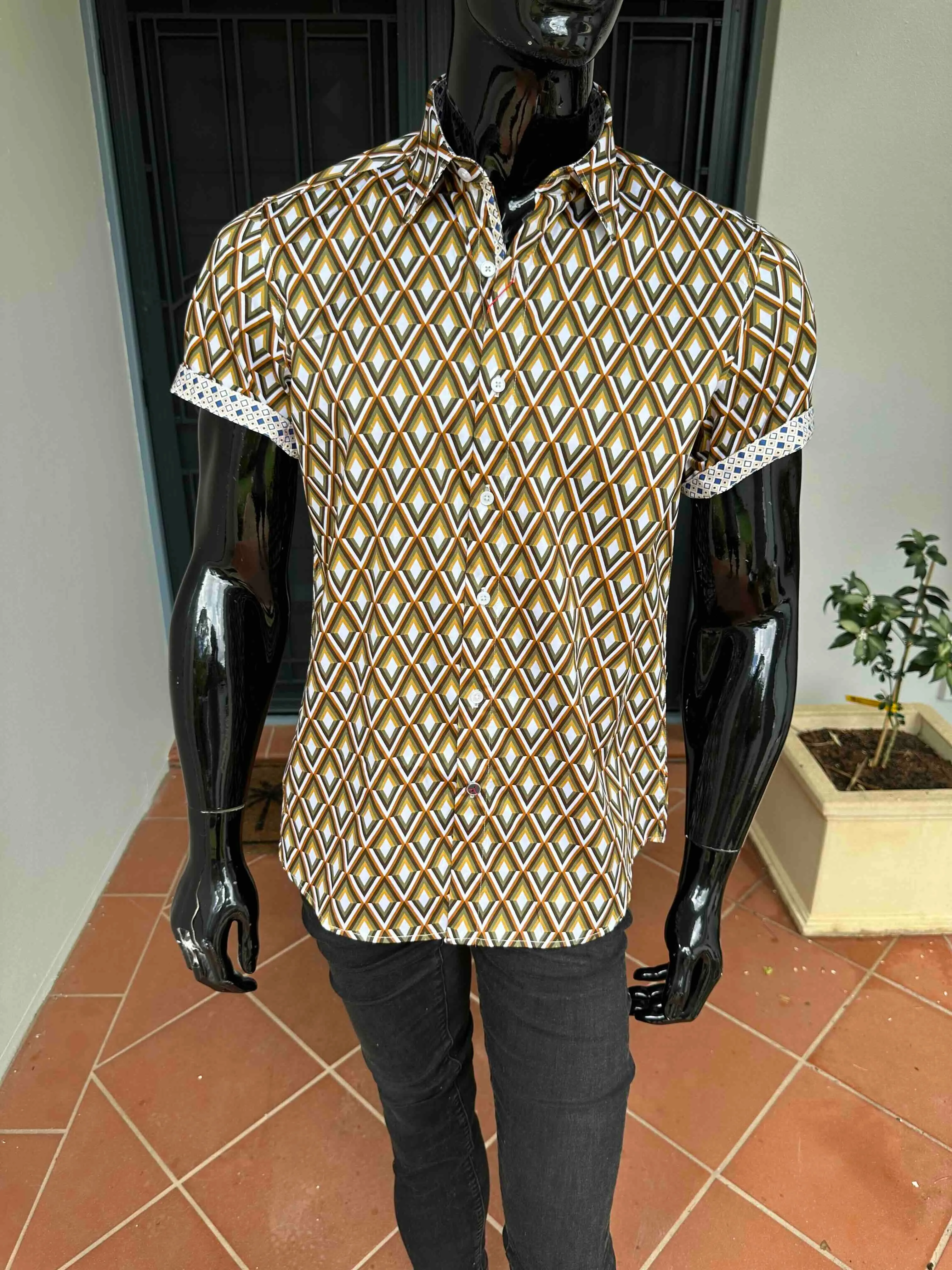 JOHN LENNON Mens Bedworth Short Sleeve Shirt - Mustard