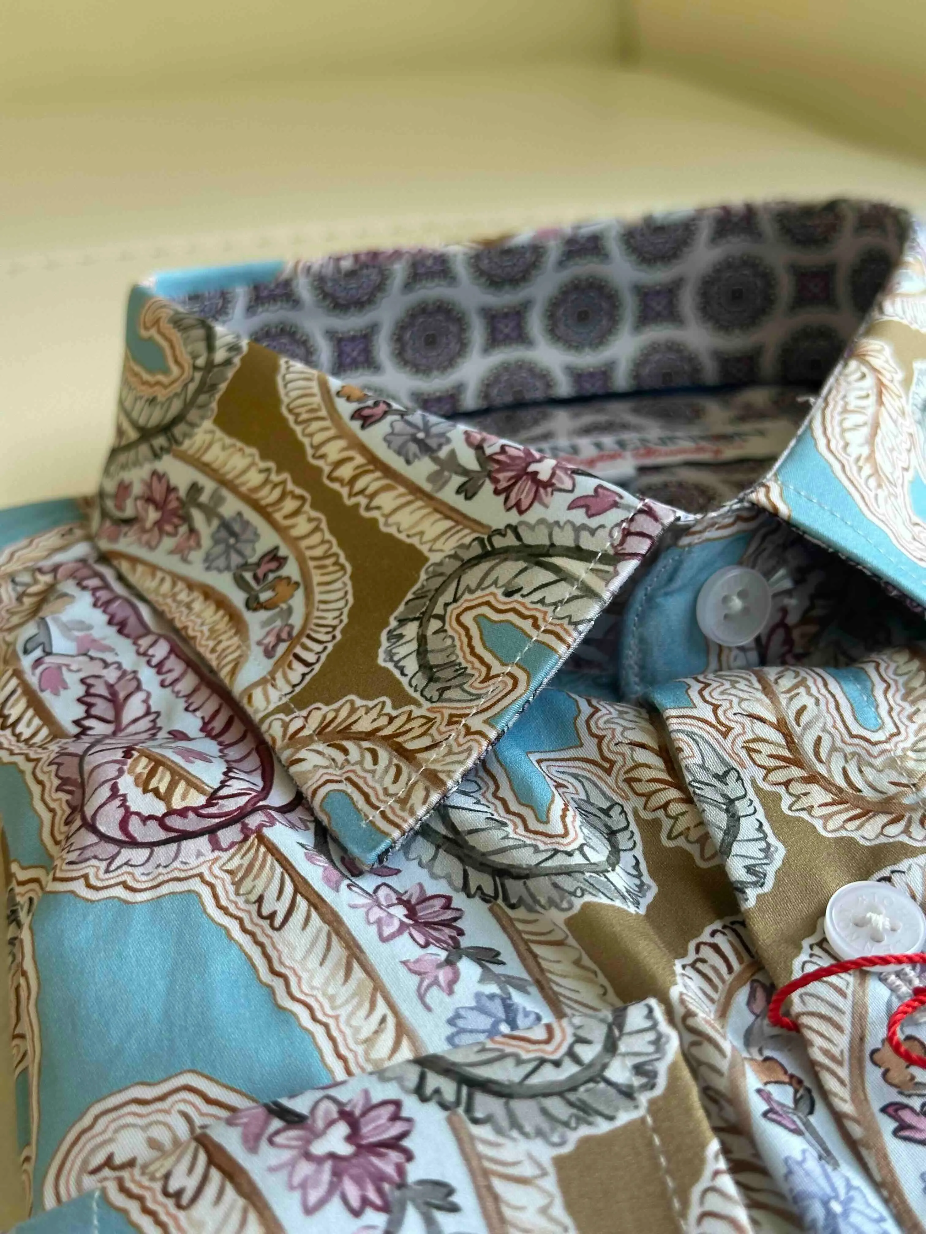 JOHN LENNON Mens Bramhall Long Sleeve Paisley Shirt - Teal