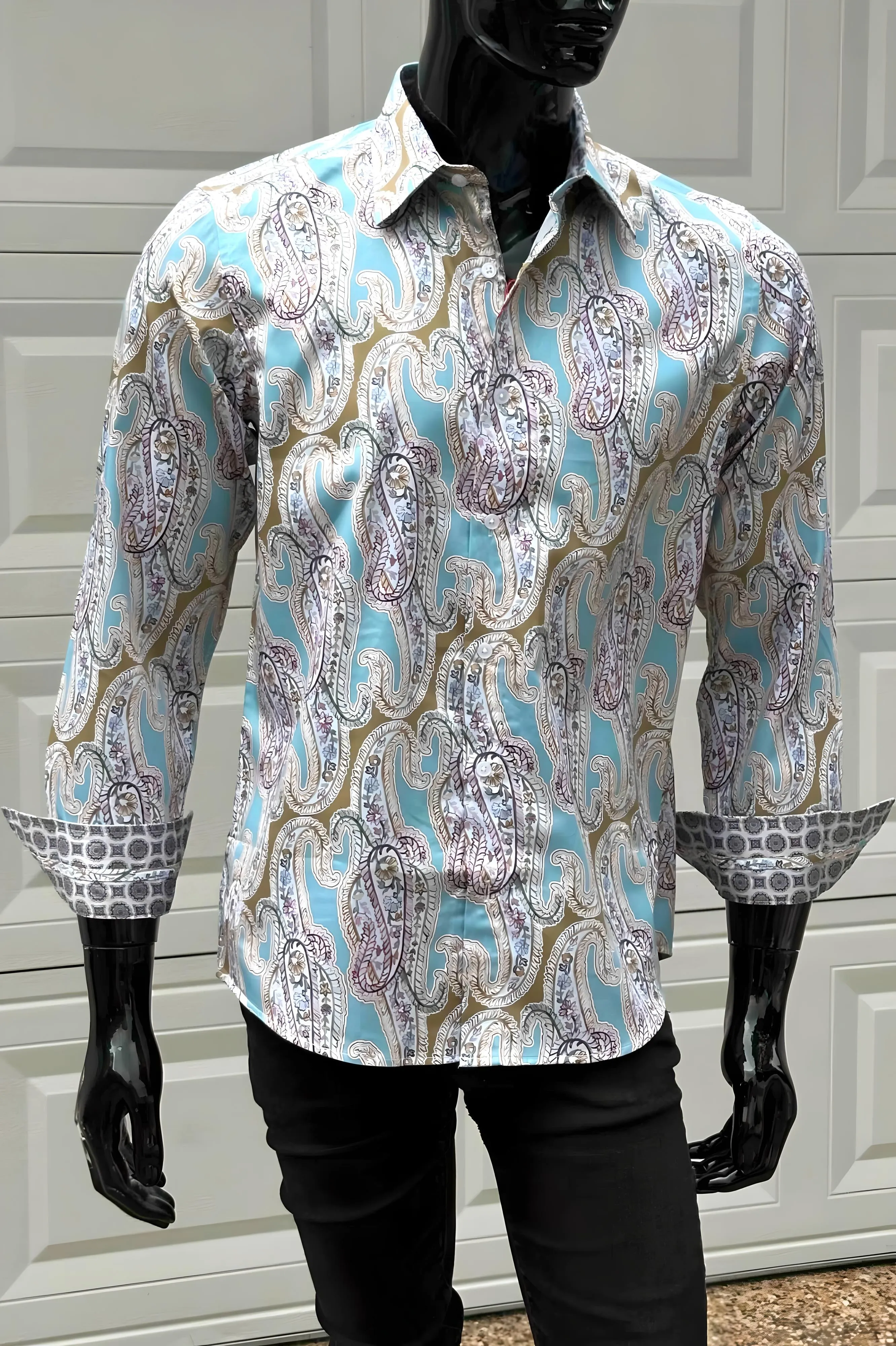 JOHN LENNON Mens Bramhall Long Sleeve Paisley Shirt - Teal