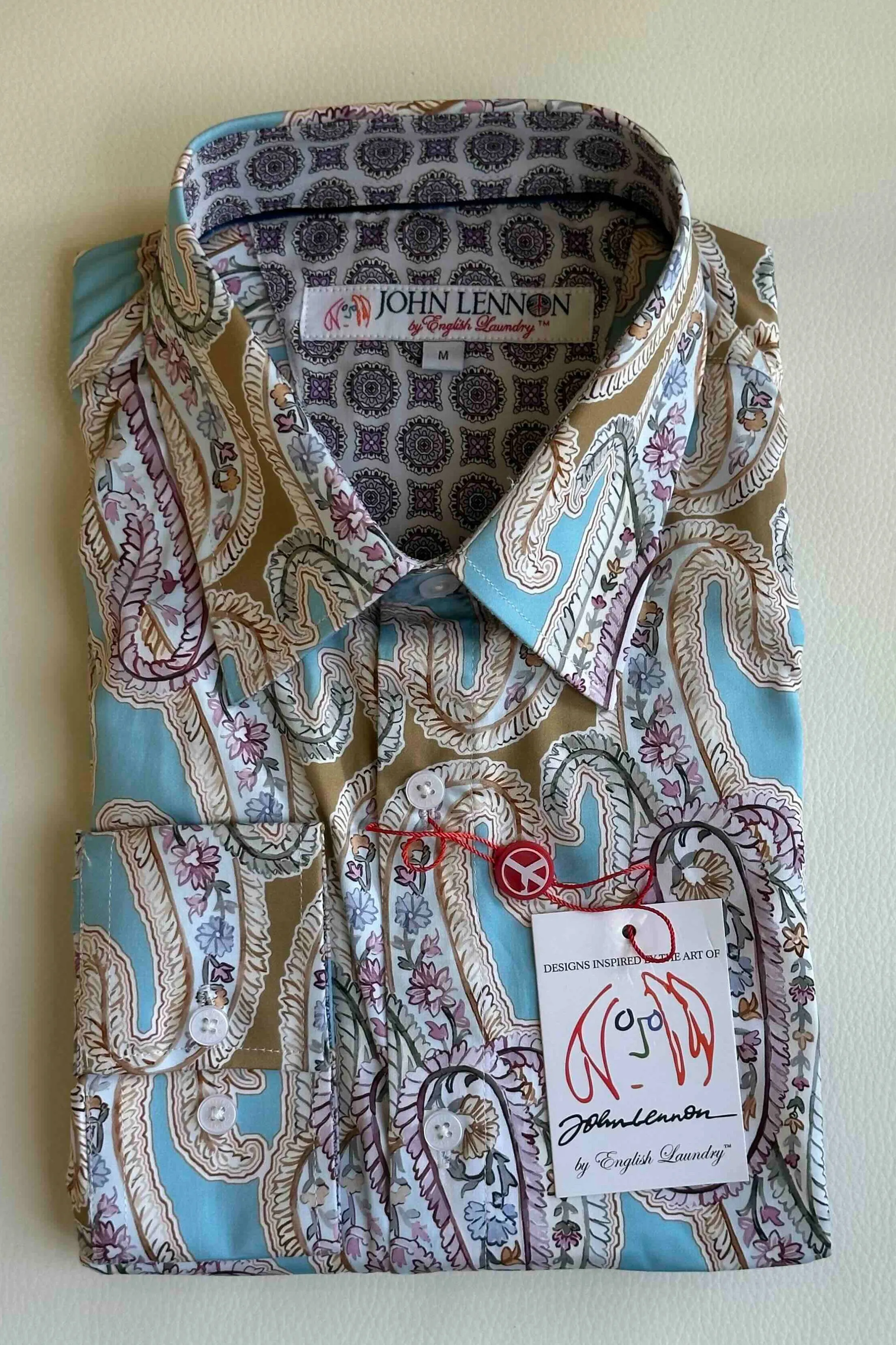 JOHN LENNON Mens Bramhall Long Sleeve Paisley Shirt - Teal