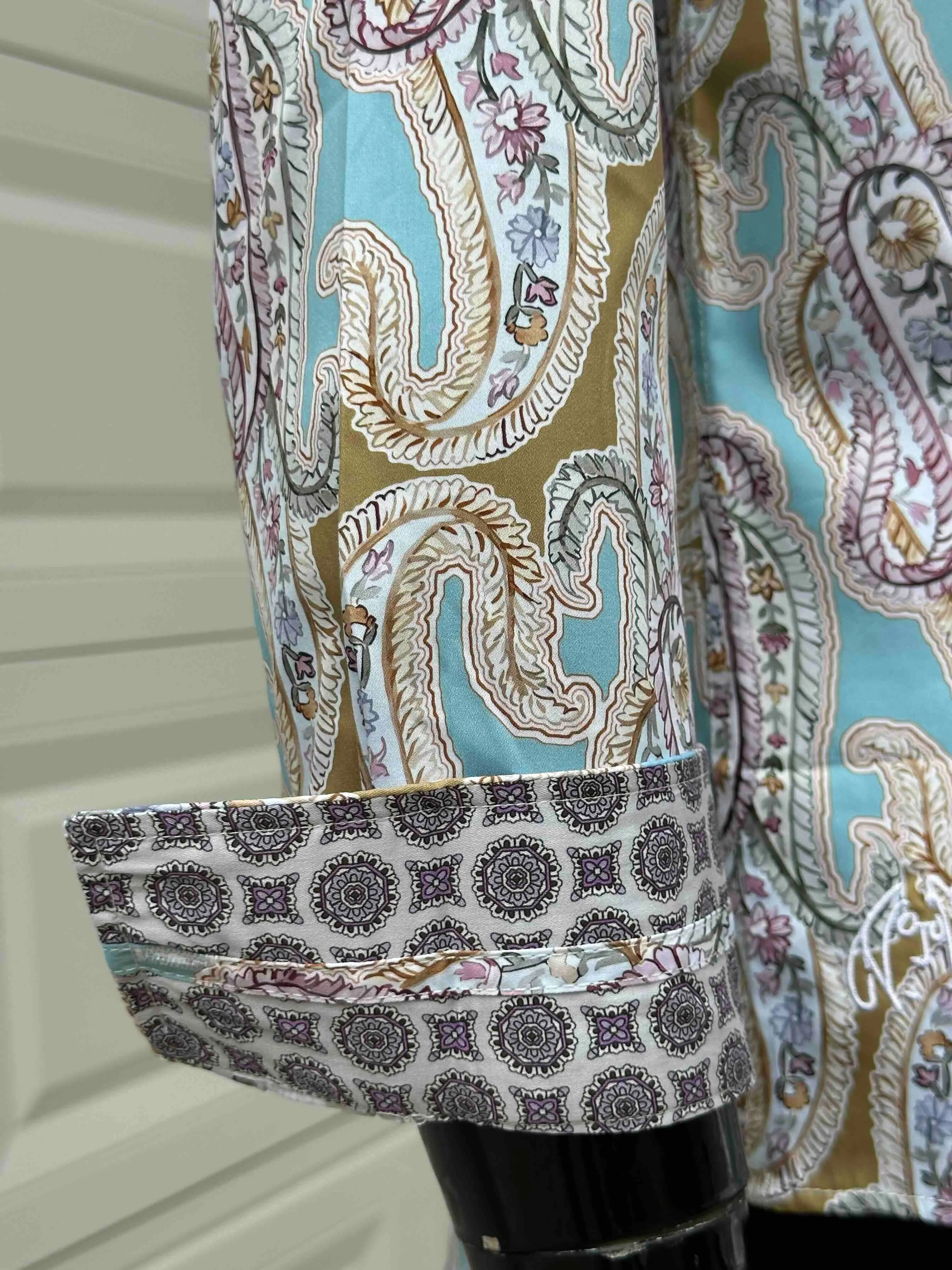 JOHN LENNON Mens Bramhall Long Sleeve Paisley Shirt - Teal