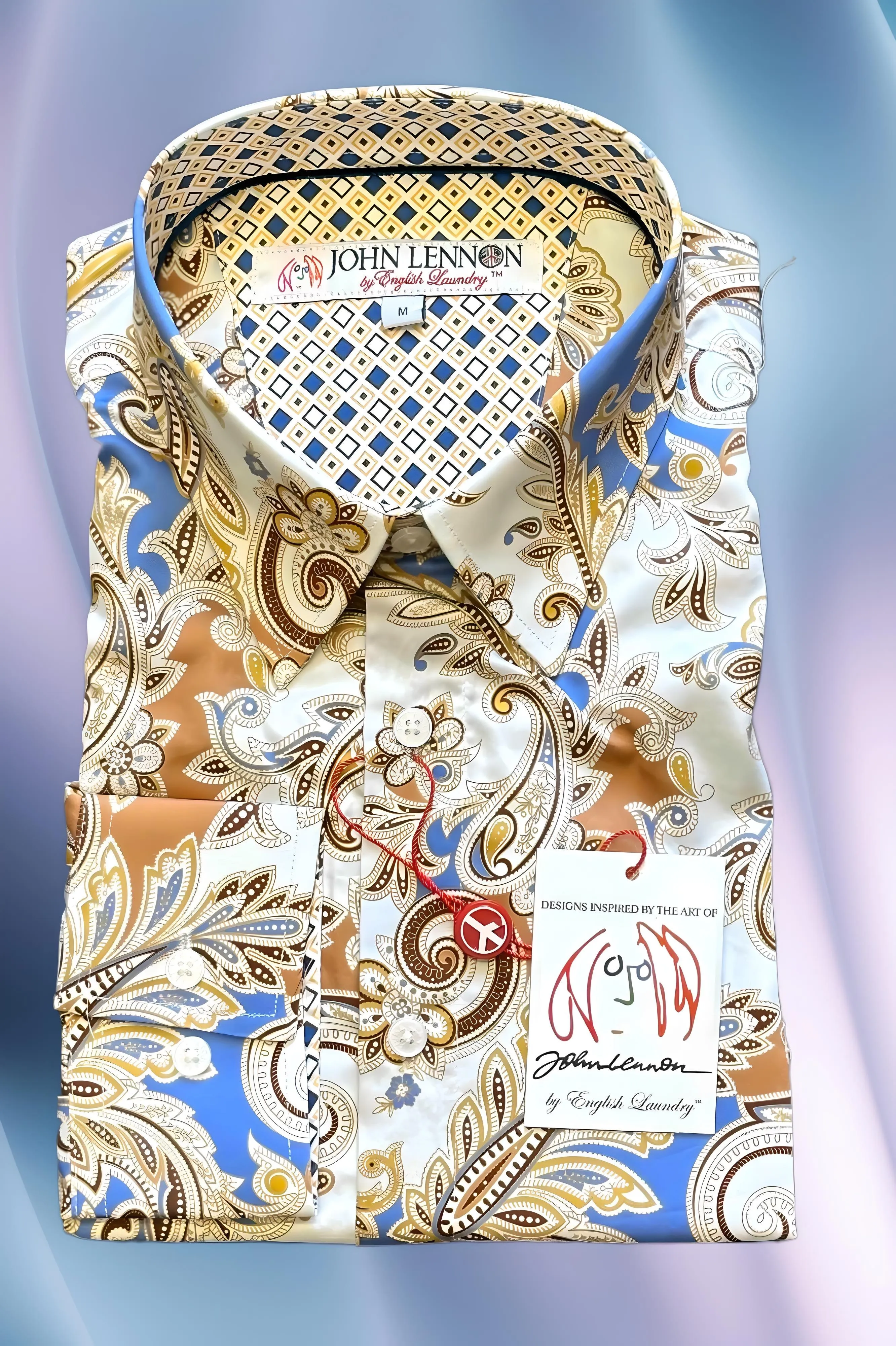 JOHN LENNON Mens Bromley Paisley Long Sleeve Shirt - White