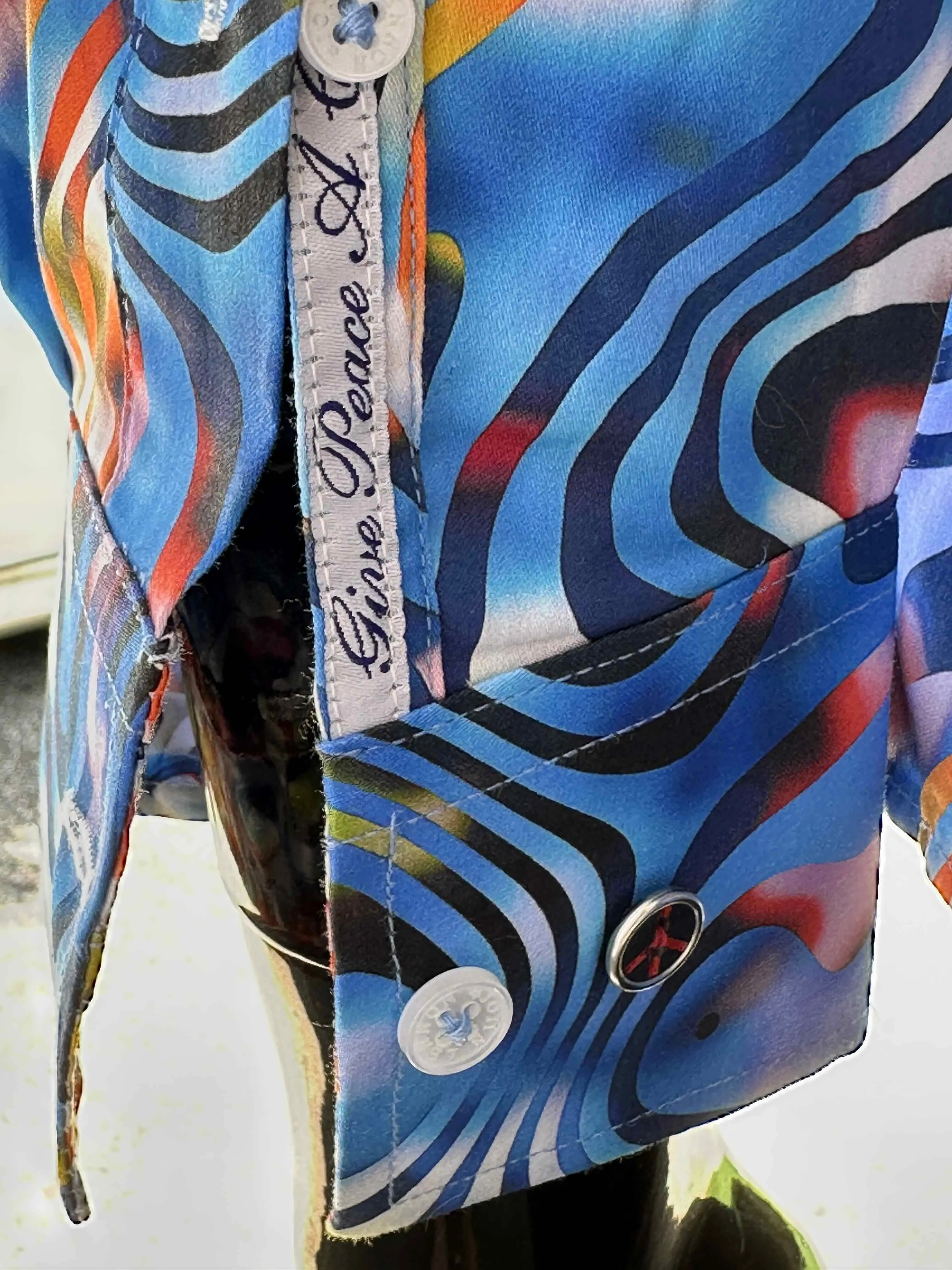 JOHN LENNON Mens Derby Long Sleeve Shirt - Multi Blue