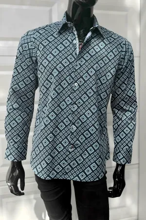 JOHN LENNON Mens Greenfield Long Sleeve Shirt - Sea