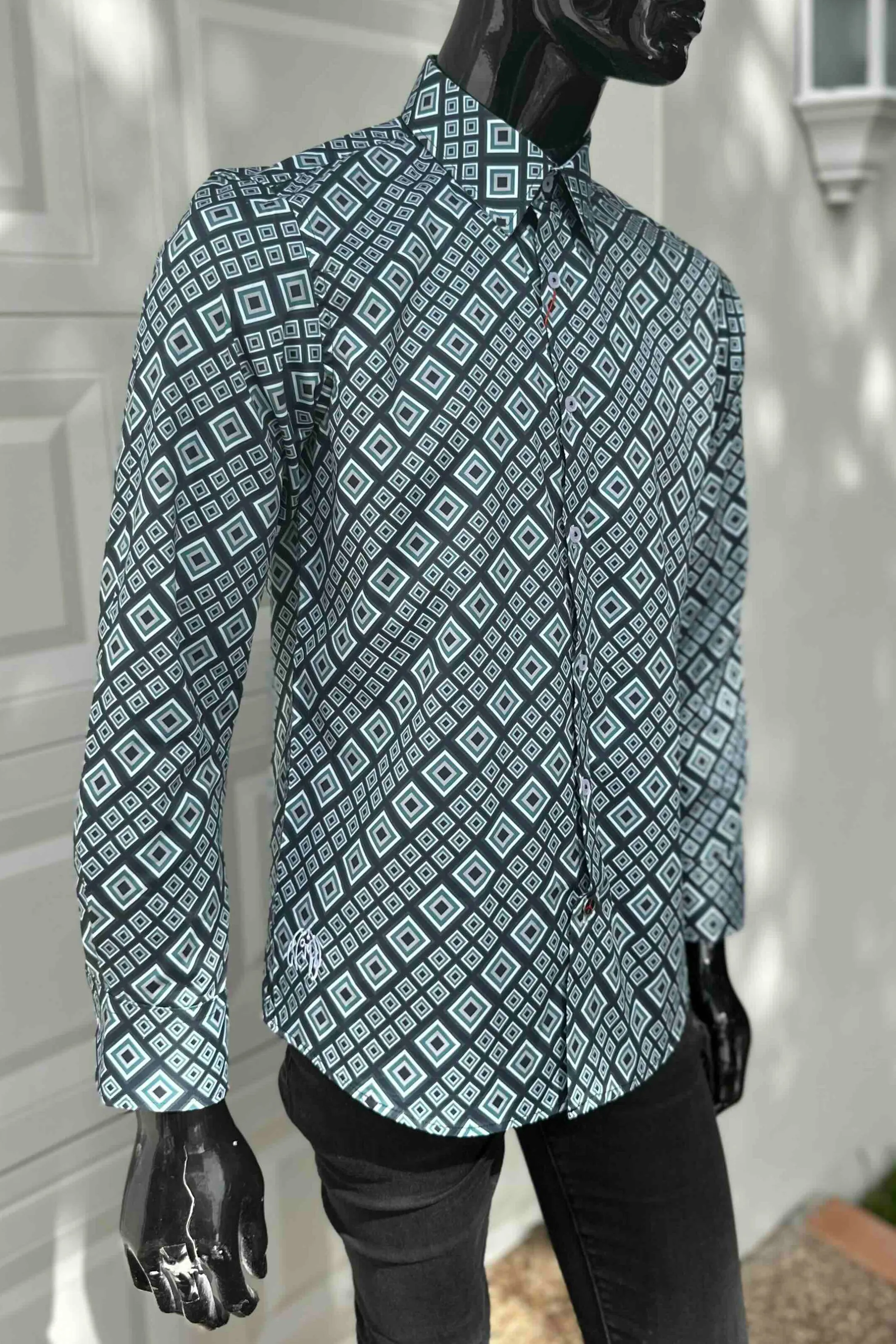 JOHN LENNON Mens Greenfield Long Sleeve Shirt - Sea