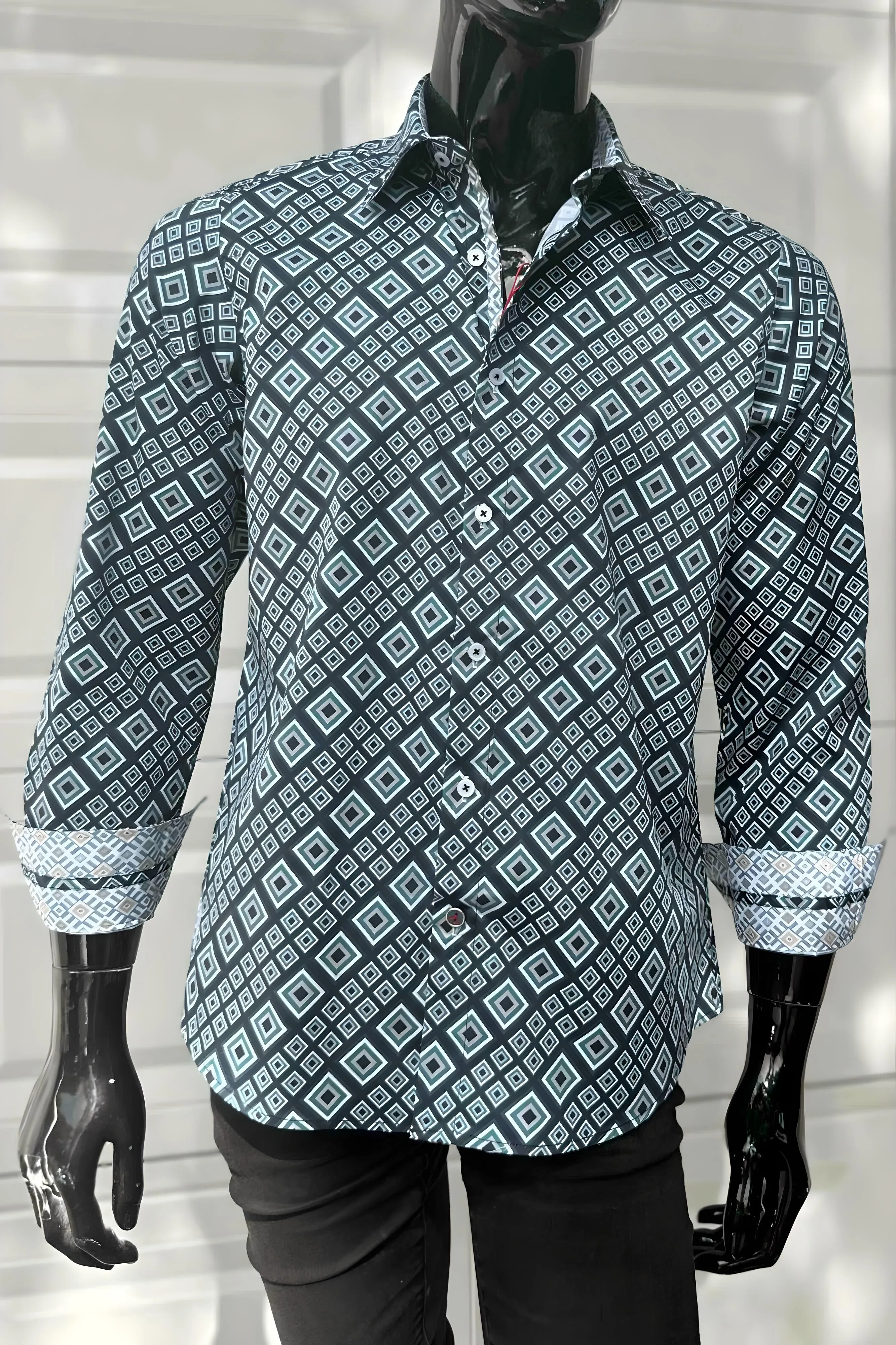 JOHN LENNON Mens Greenfield Long Sleeve Shirt - Sea