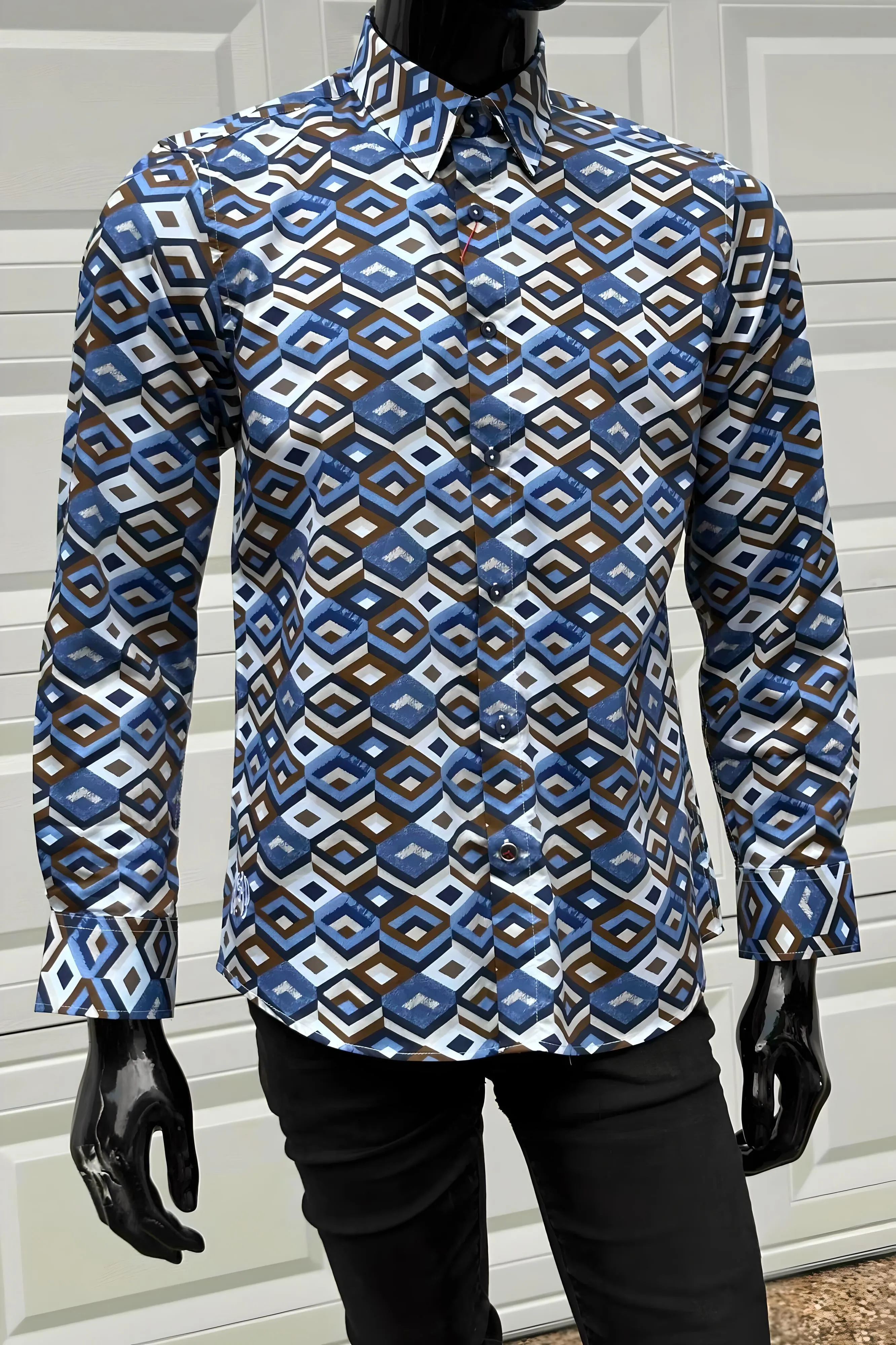 JOHN LENNON Mens Hindley Long Sleeve Shirt - Sky