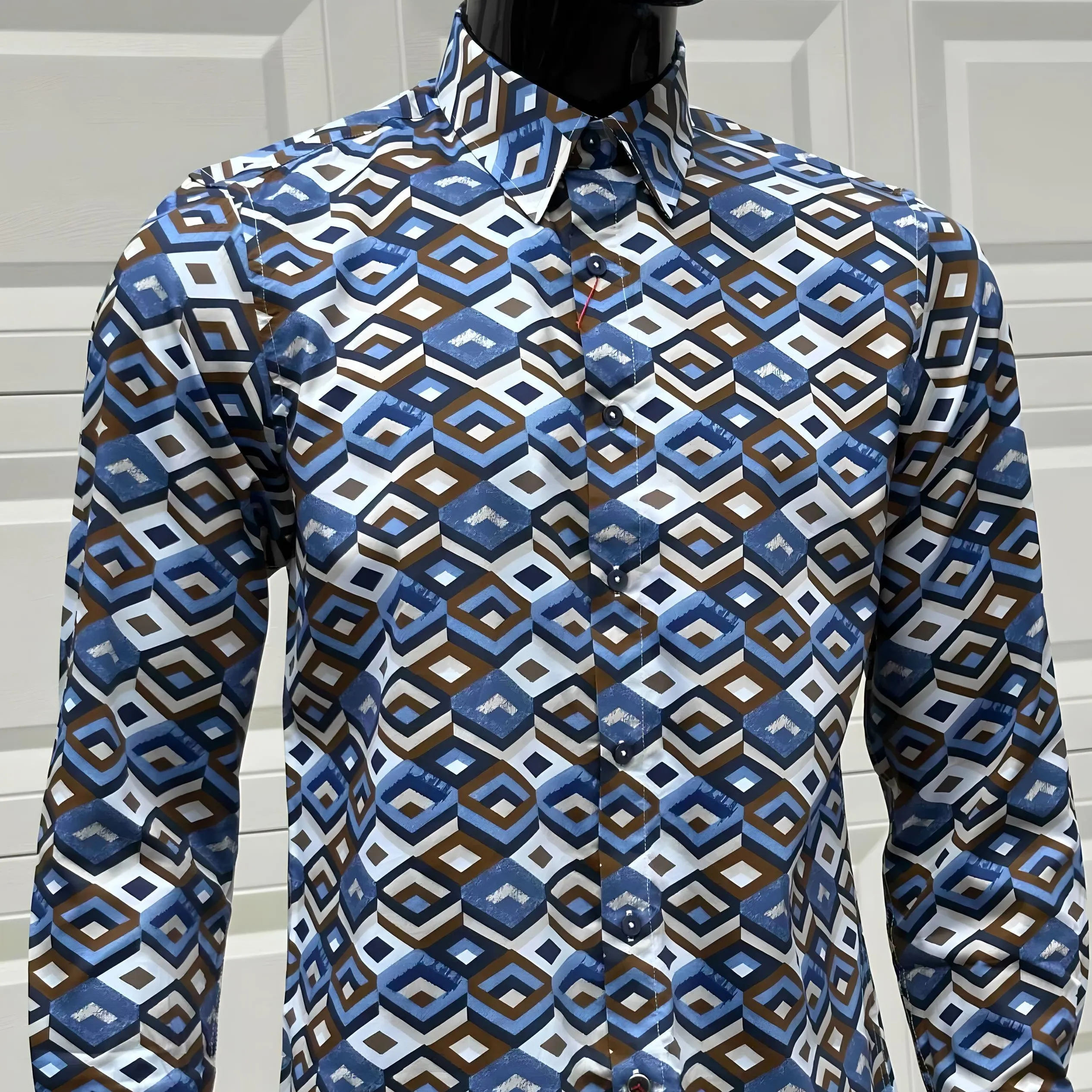 JOHN LENNON Mens Hindley Long Sleeve Shirt - Sky