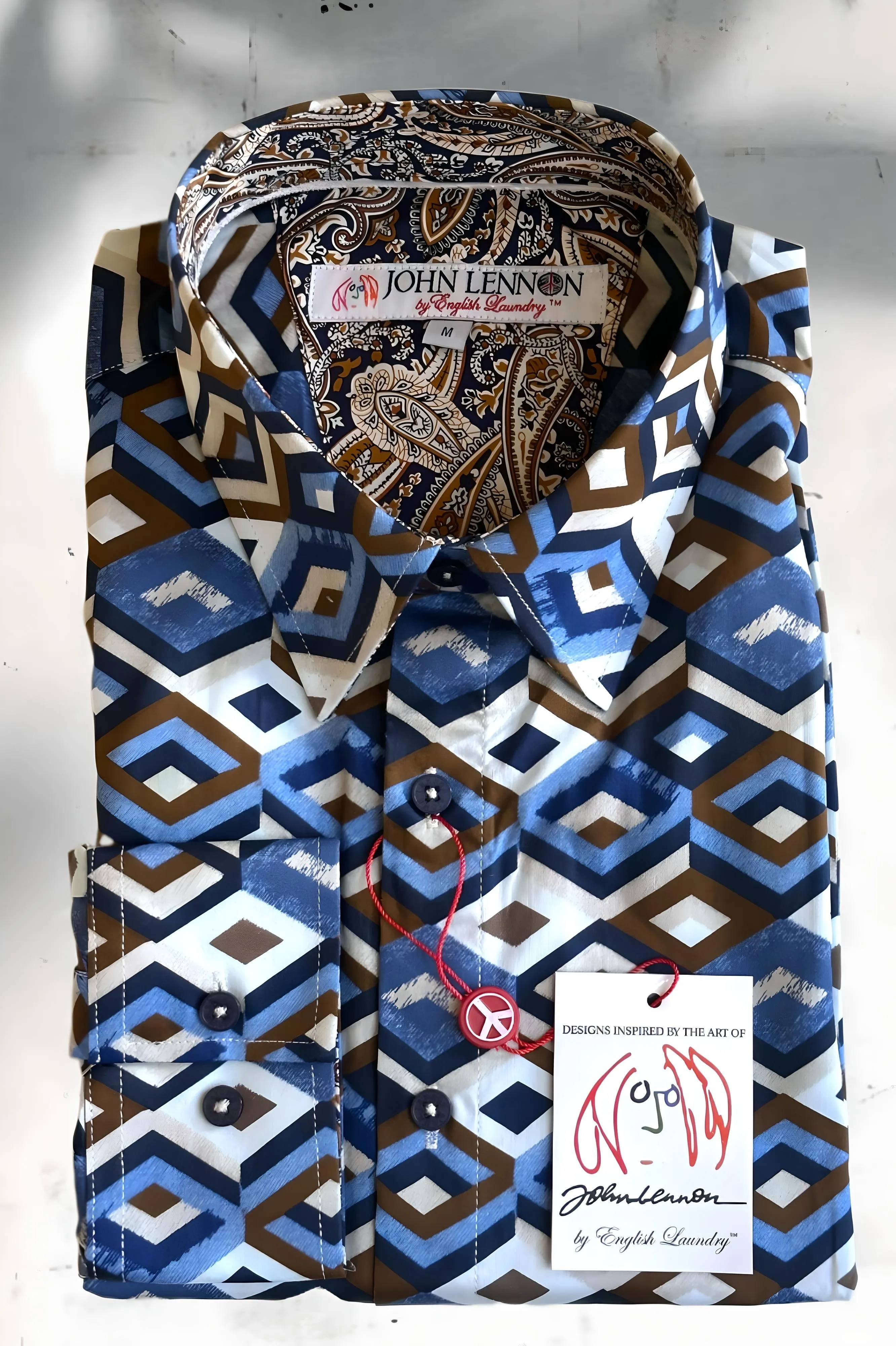 JOHN LENNON Mens Hindley Long Sleeve Shirt - Sky