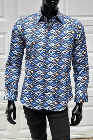 JOHN LENNON Mens Hindley Long Sleeve Shirt - Sky