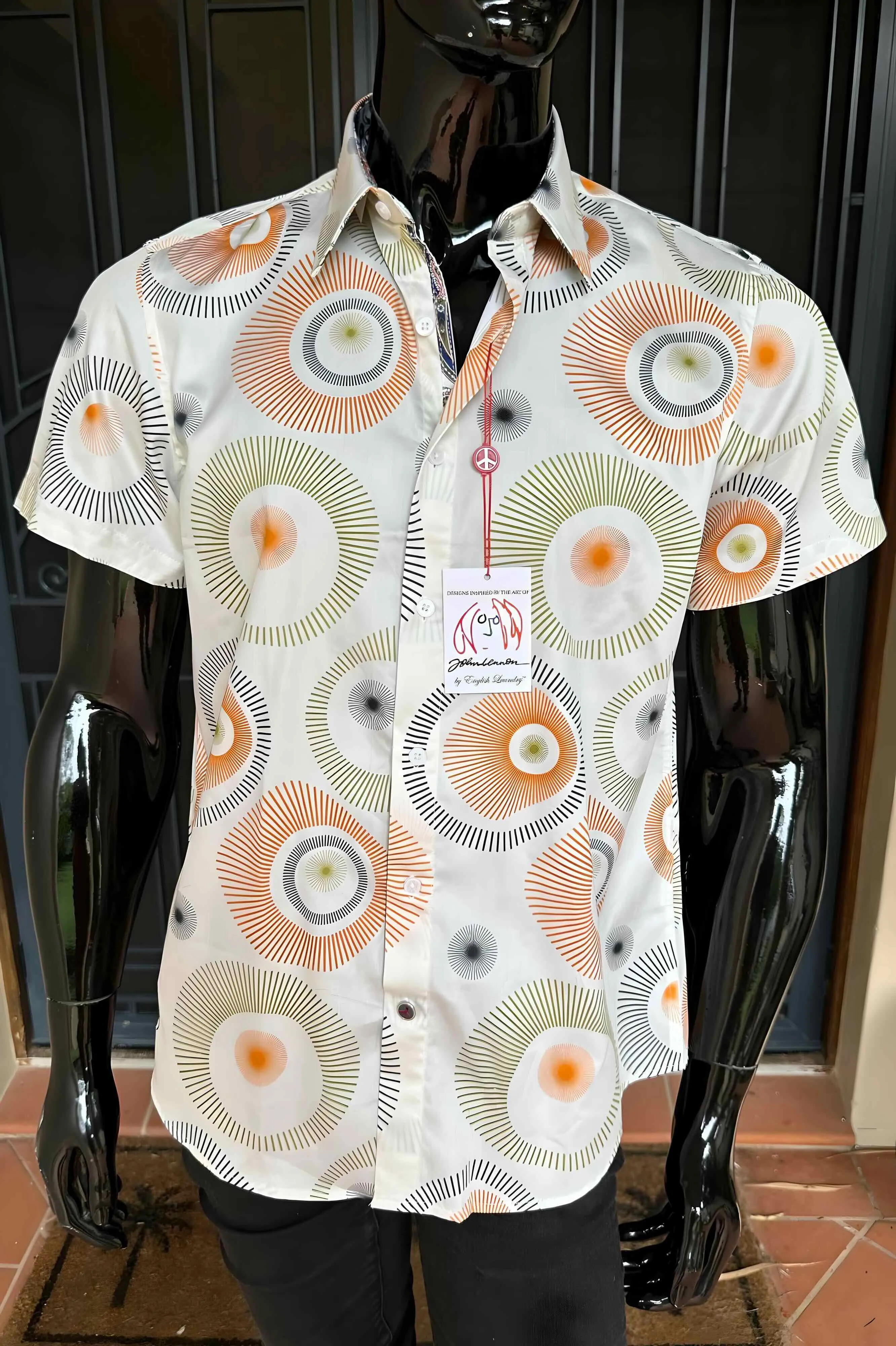 JOHN LENNON Mens St Albans Short Sleeve Shirt - Melon