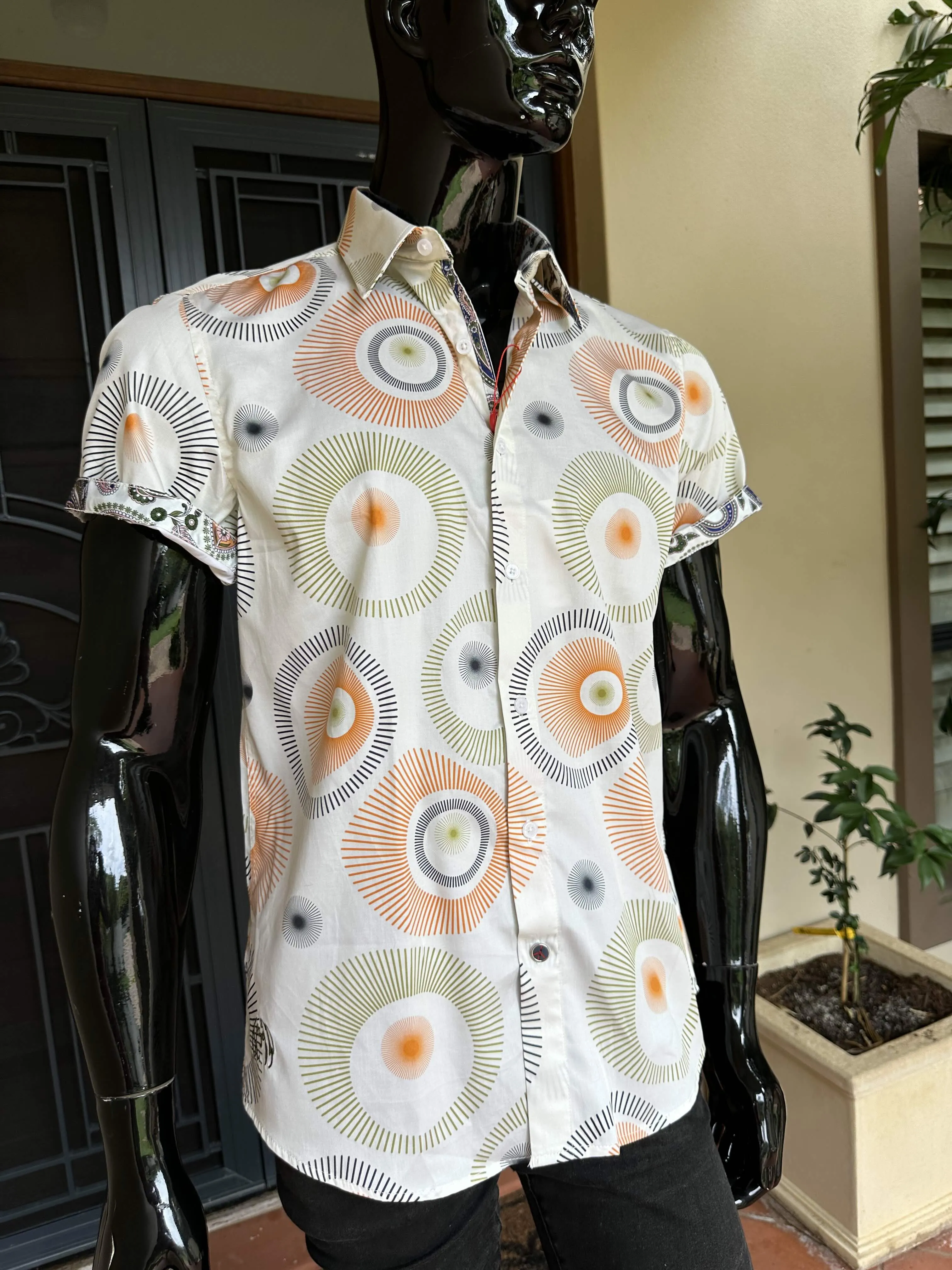 JOHN LENNON Mens St Albans Short Sleeve Shirt - Melon
