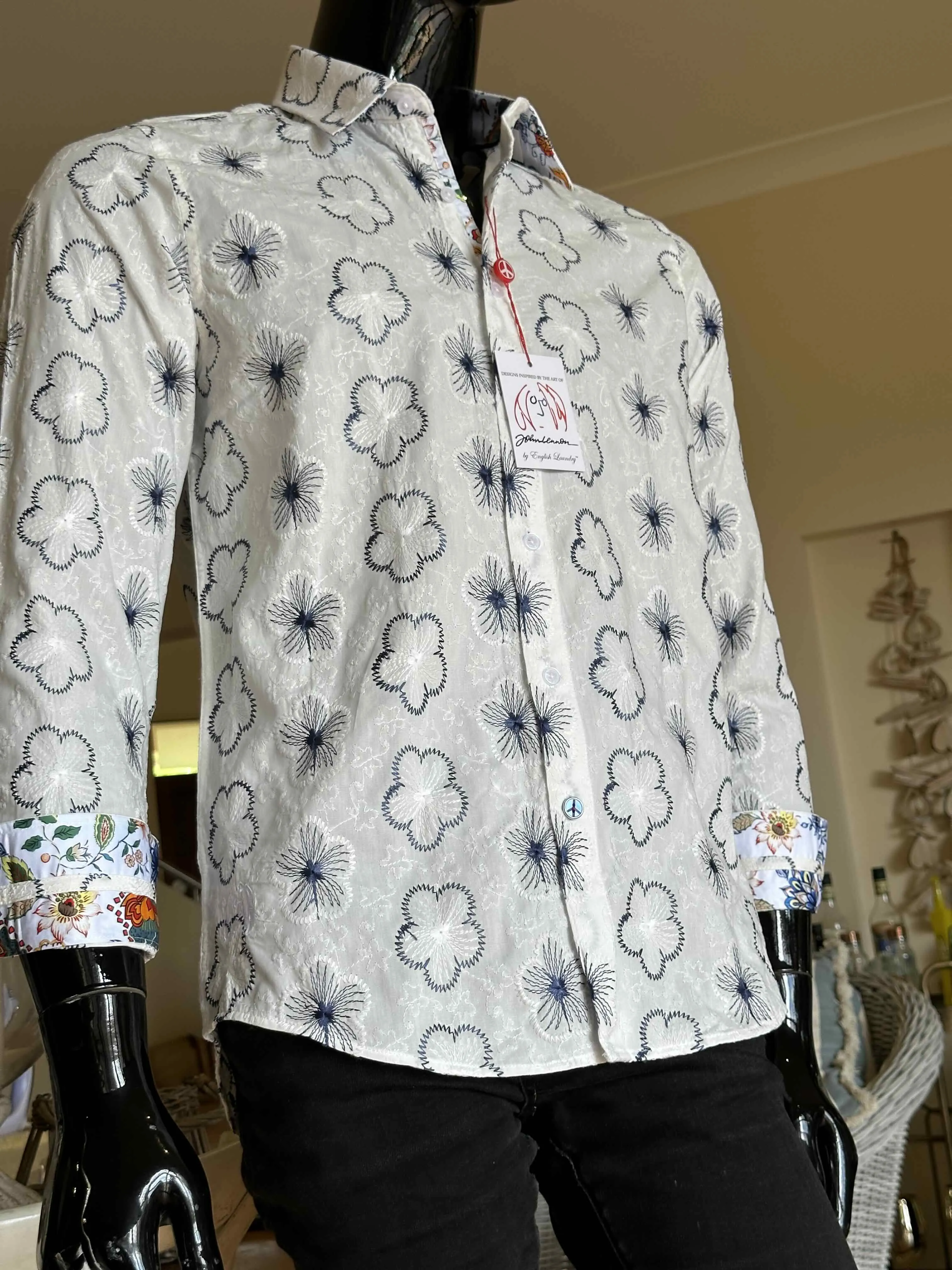 JOHN LENNON Mens Tiptree Long Sleeve Shirt - White