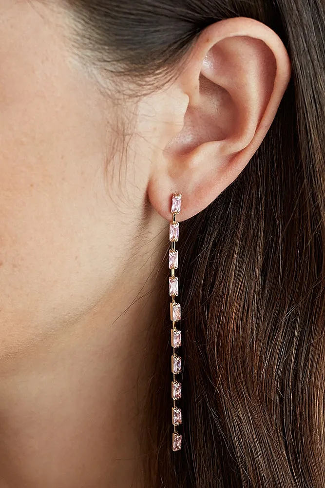 Jolie & Deen WOMENS TAMMY EARRINGS - PINK CRYSTALS
