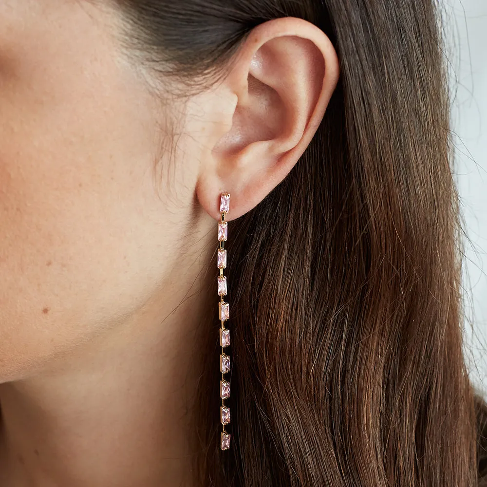 Jolie & Deen WOMENS TAMMY EARRINGS - PINK CRYSTALS