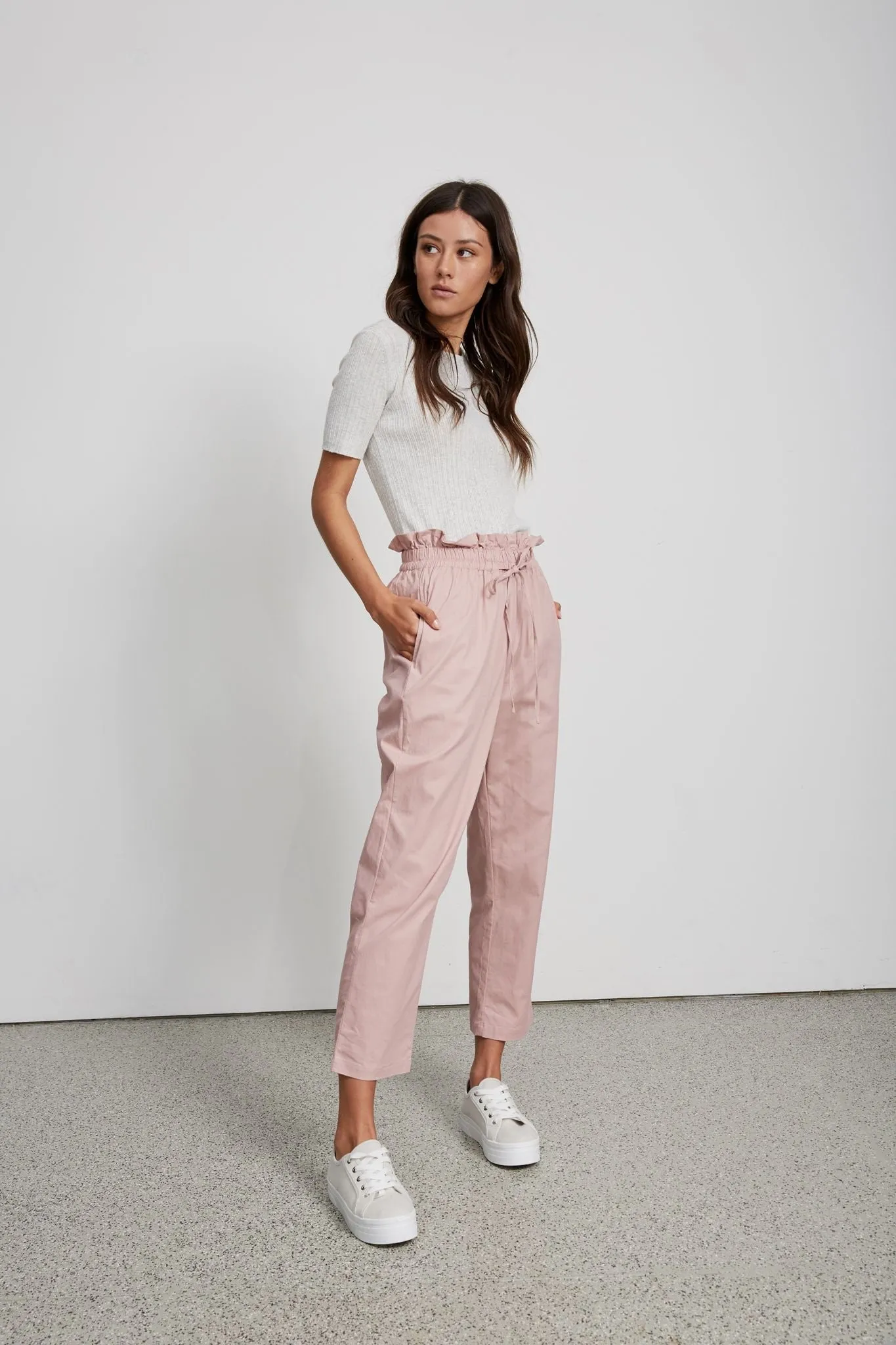 Little Lies WOMENS KNITTED TEE - LIGHT GREY MARLE
