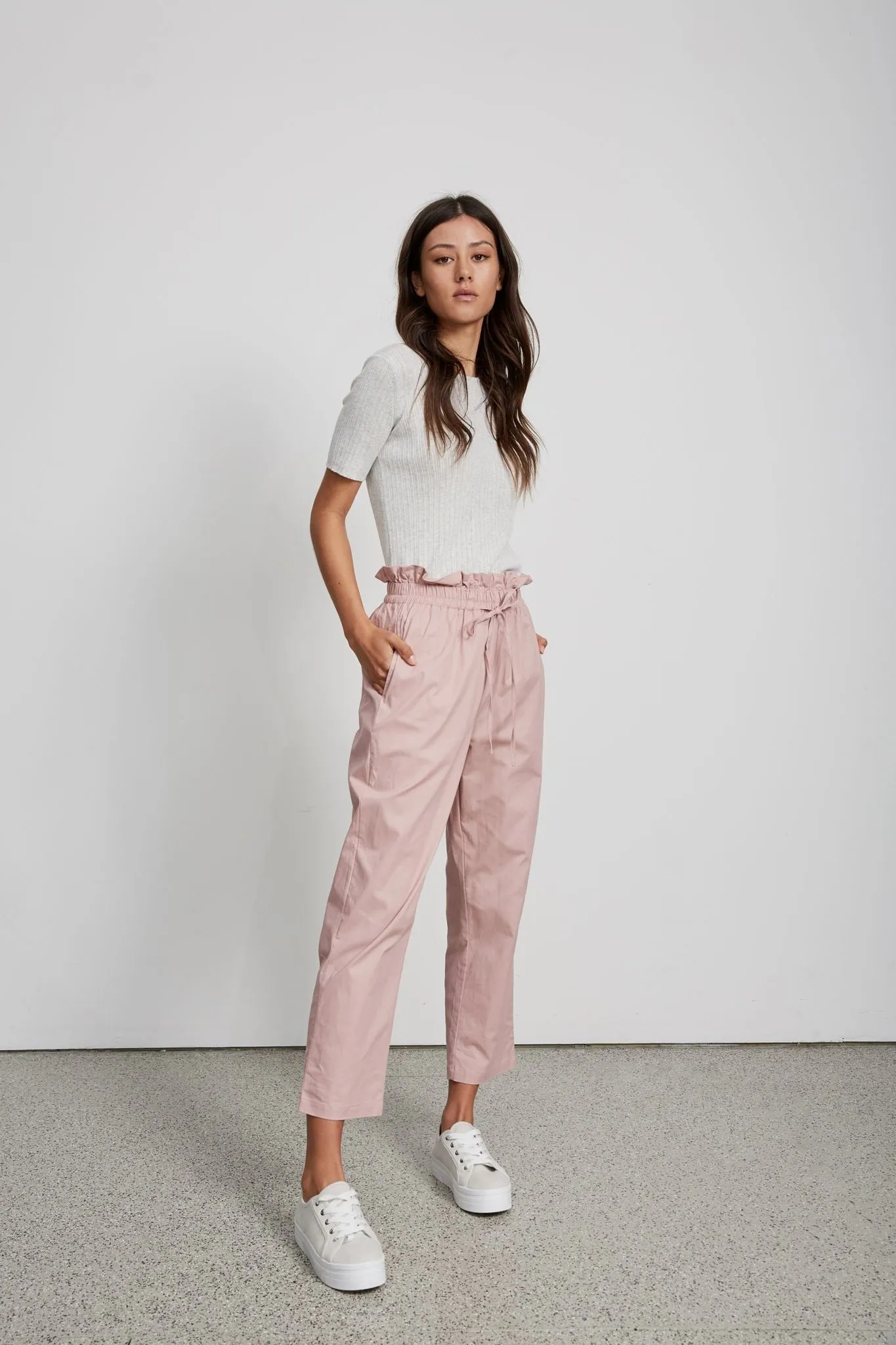Little Lies WOMENS KNITTED TEE - LIGHT GREY MARLE