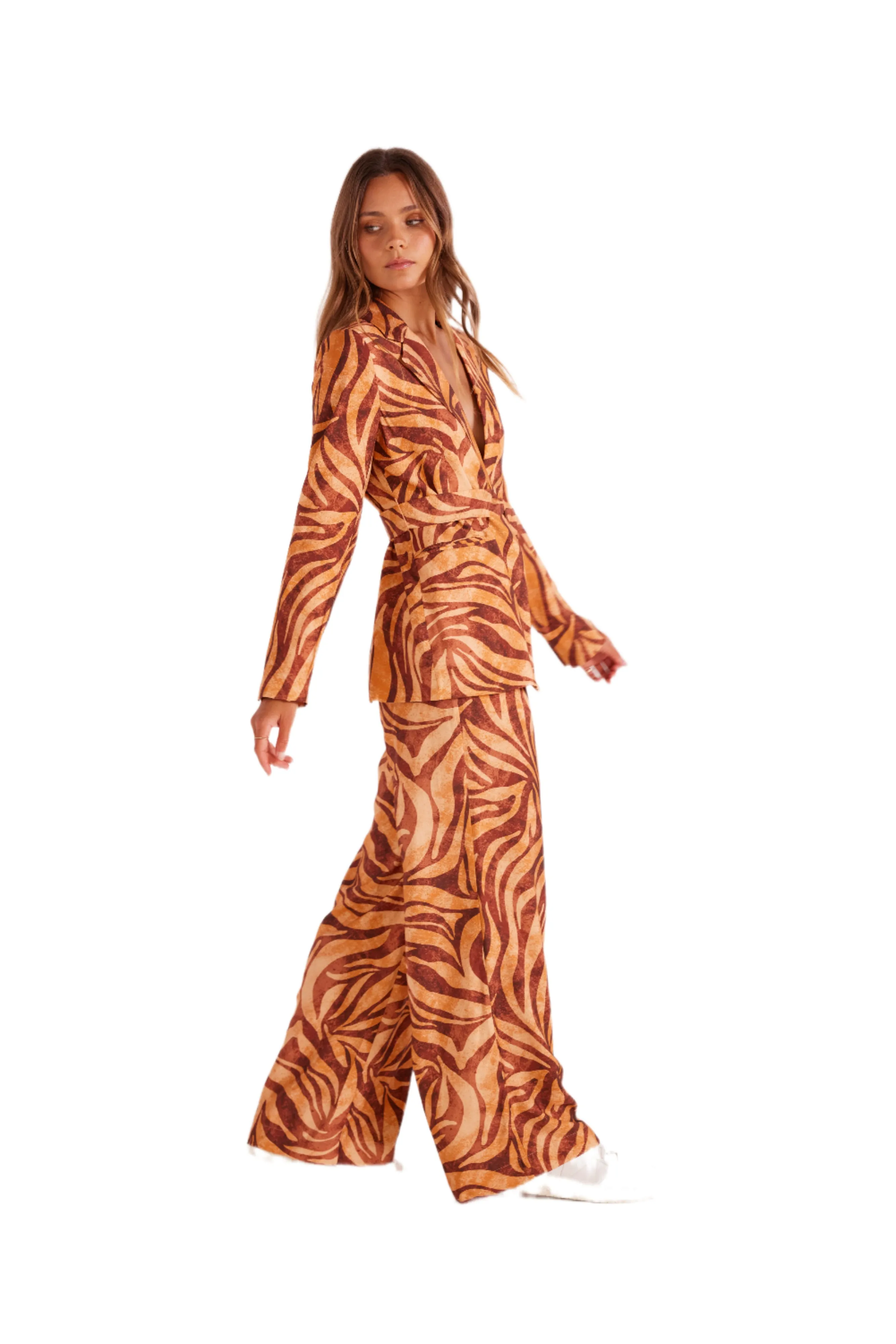 MINKPINK Womens Goldie Wide Leg Pants - Animal Print