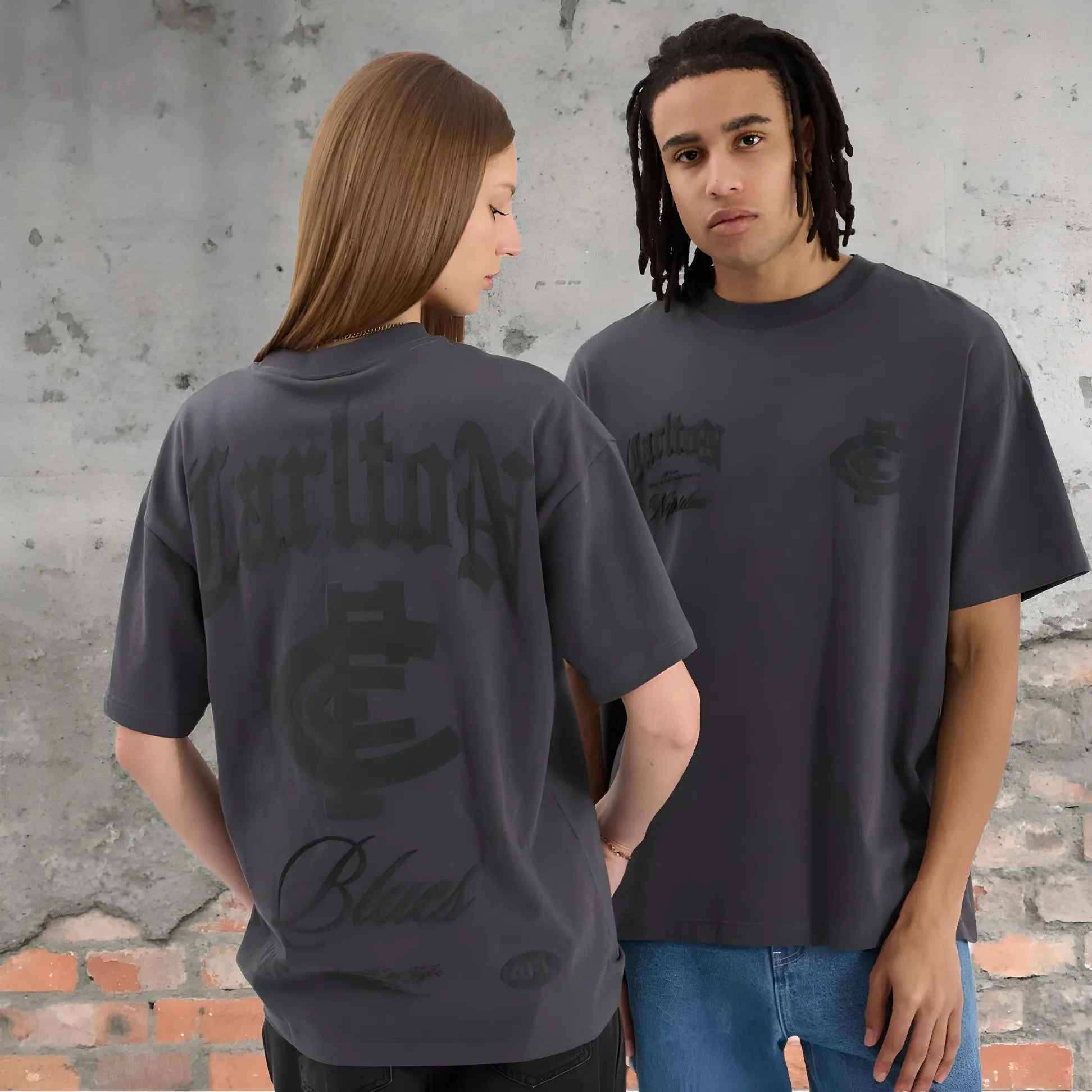 NENA & PASADENA  AFL Mens Carlton Blues AFL Heavy Raptor Tee - Asphalt