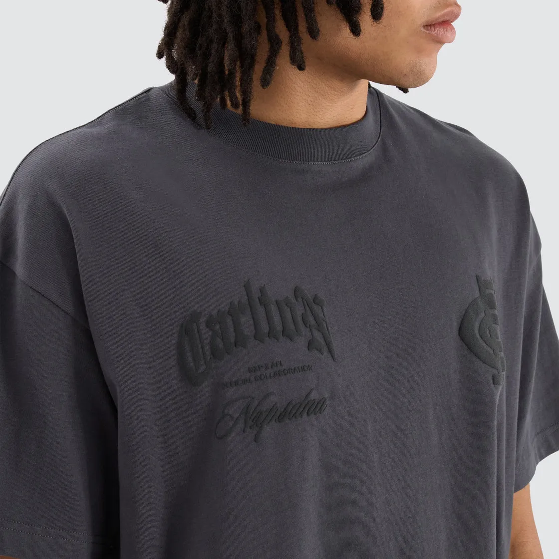 NENA & PASADENA  AFL Mens Carlton Blues AFL Heavy Raptor Tee - Asphalt