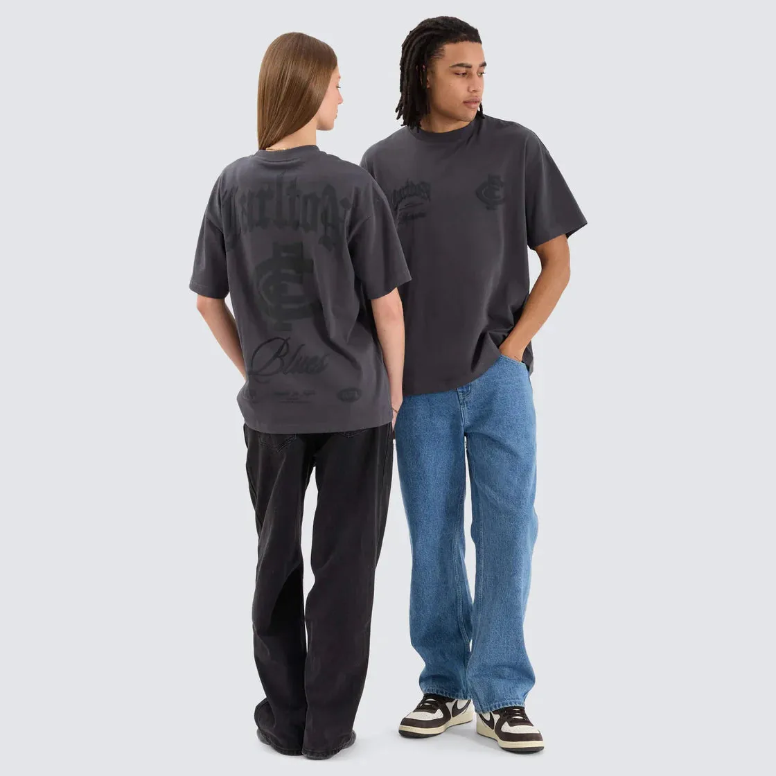 NENA & PASADENA  AFL Mens Carlton Blues AFL Heavy Raptor Tee - Asphalt