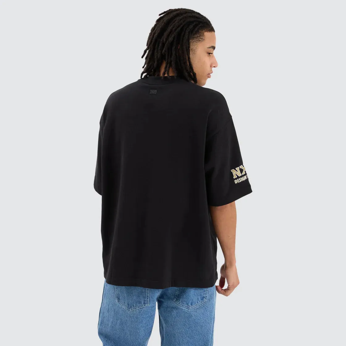 NENA & PASADENA  AFL Mens Collingwood Magpies Mega Loop Back Tee Shirt - Jet Black