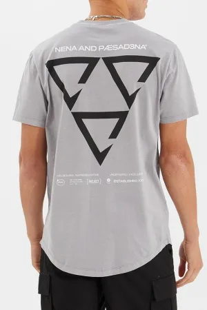 NENA & PASADENA Mens Level Dual Curved Hem Tee Shirt - Pigment Alloy