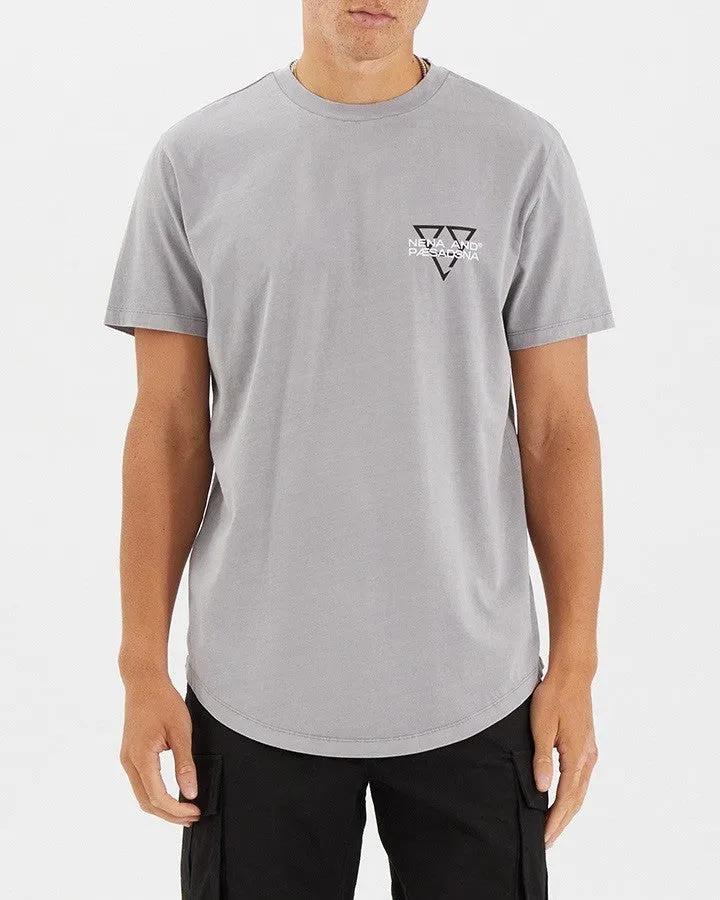 NENA & PASADENA Mens Level Dual Curved Hem Tee Shirt - Pigment Alloy