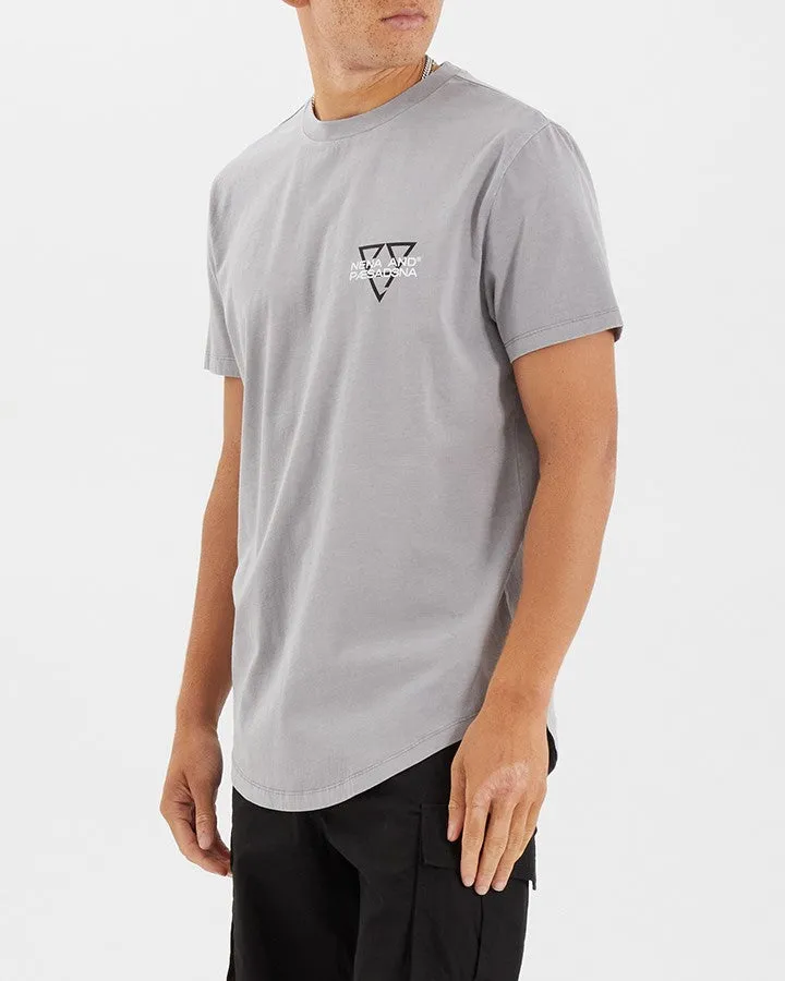 NENA & PASADENA Mens Level Dual Curved Hem Tee Shirt - Pigment Alloy