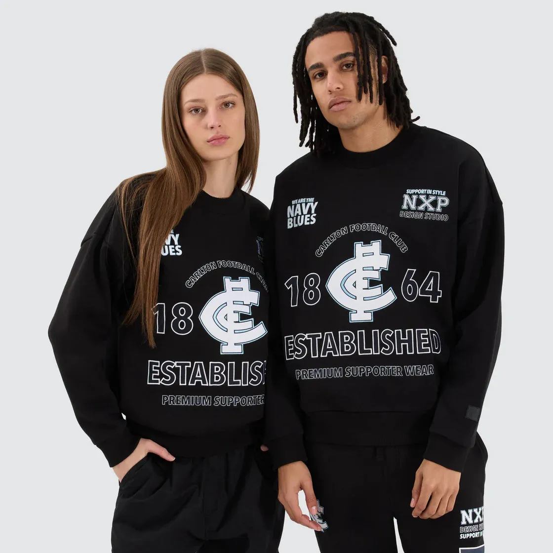 NXP x AFL Carlton Blues Box Fit Sweater - Jet Black
