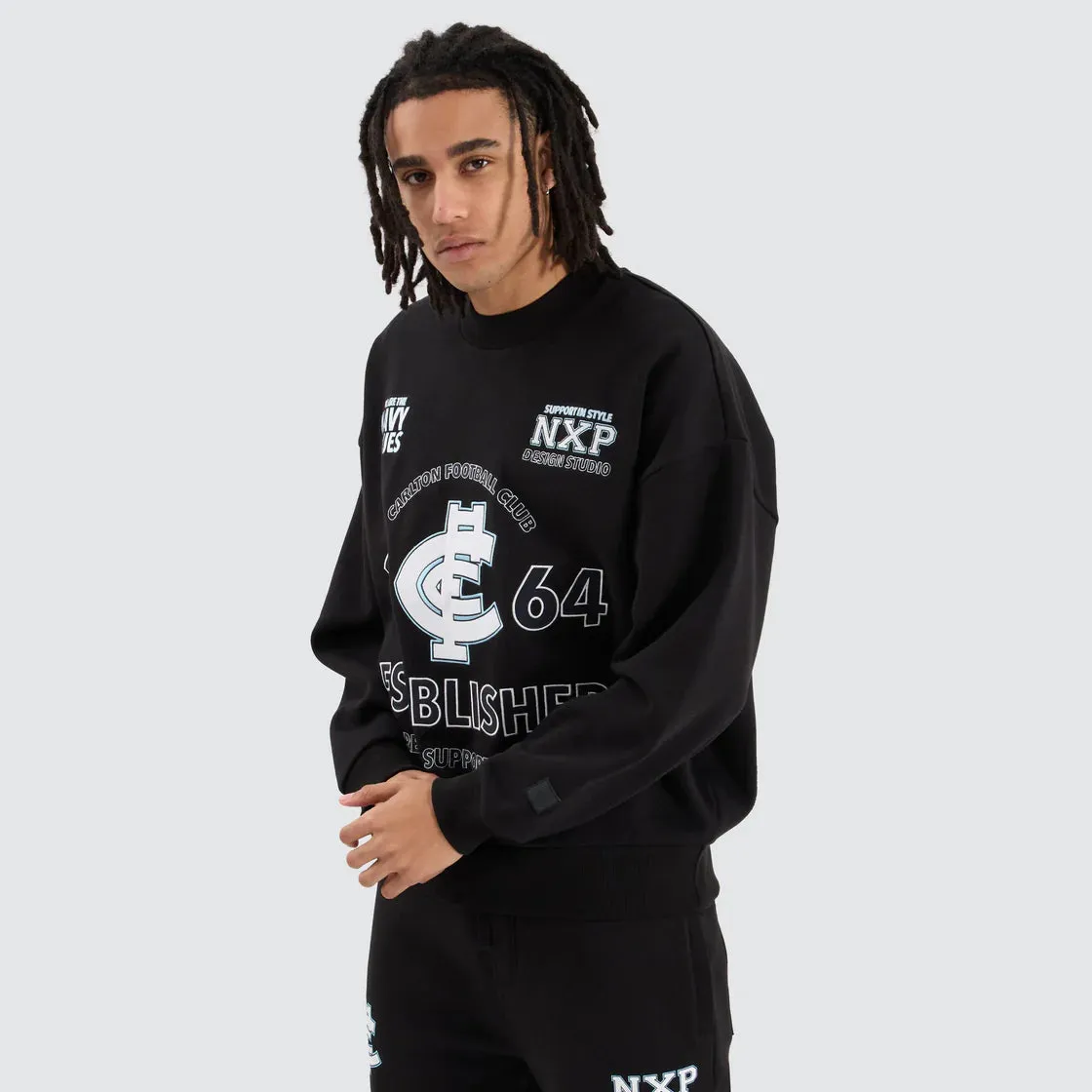 NXP x AFL Carlton Blues Box Fit Sweater - Jet Black